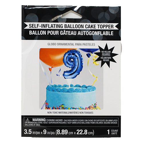 SELF INFLATING BALLOON CAKE TOPPER #9-BLUE
