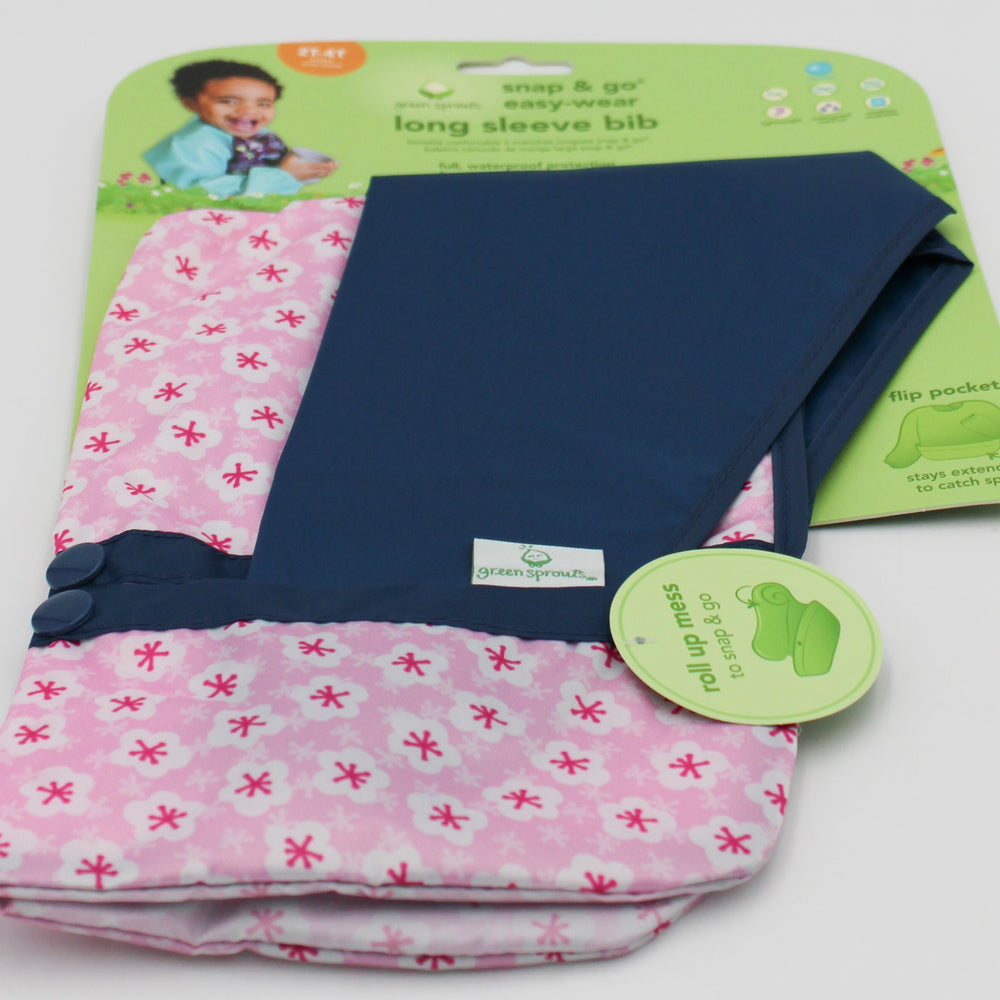 O2COOL SNAP & GO EASY WEAR LONG SLEEVE BIB - PINK BLOSSOM - 2T-4T NI