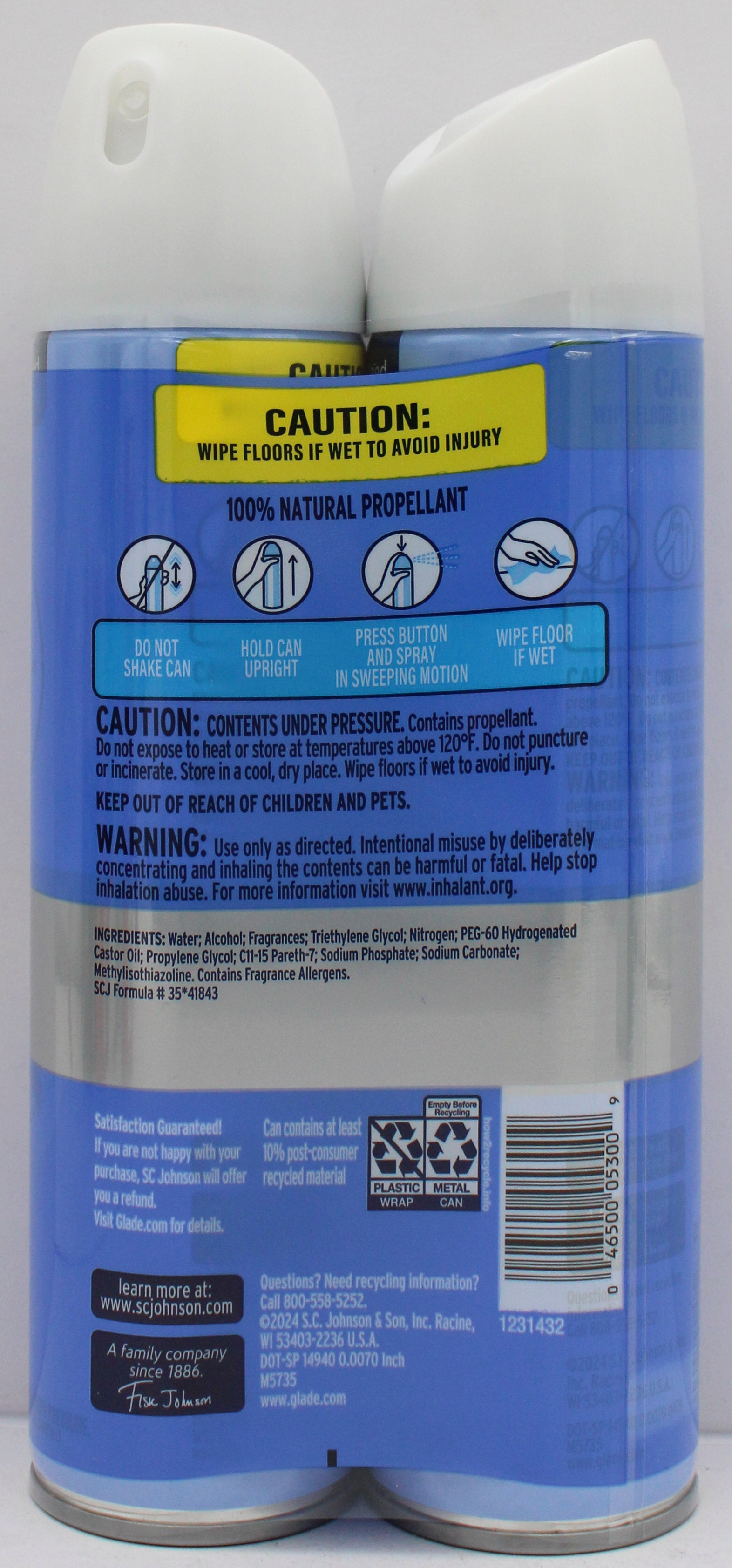 GLADE AEROSOL SPRAY CLEAN LINEN 2ct 8oz US