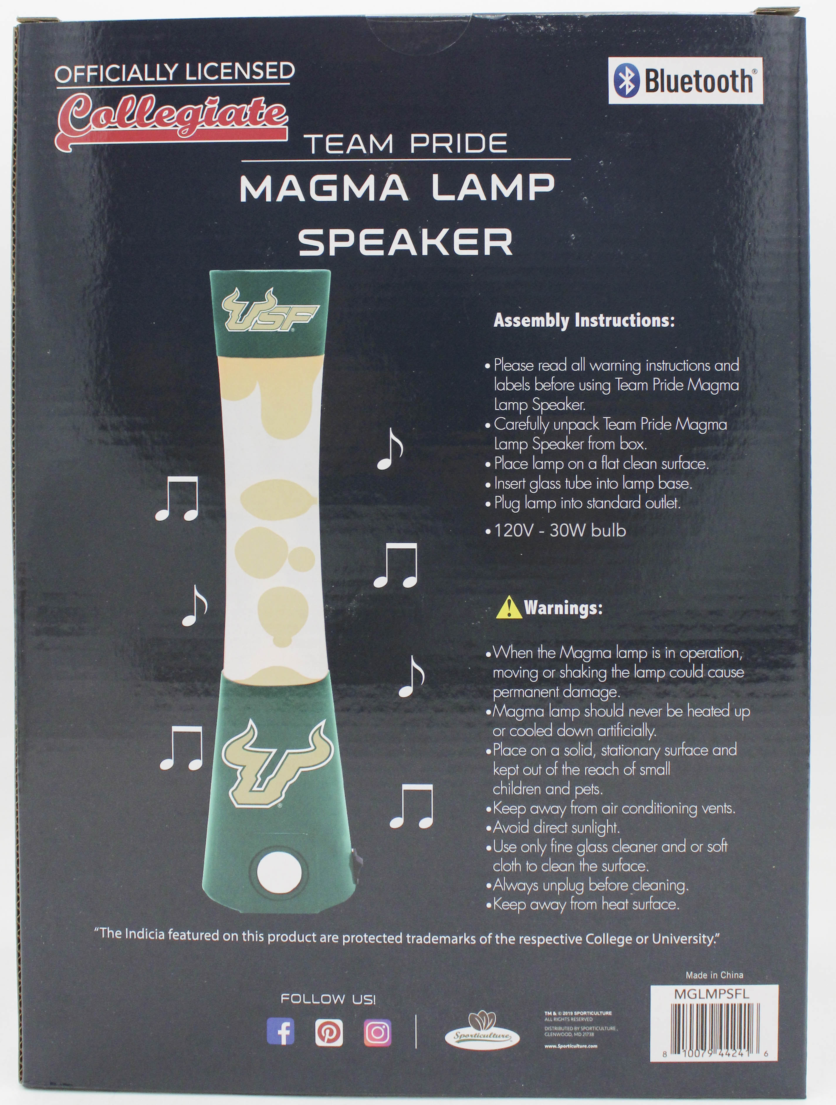 SOUTH FLORIDA BULLS LAVA LAMP SPEAKER 16.5"