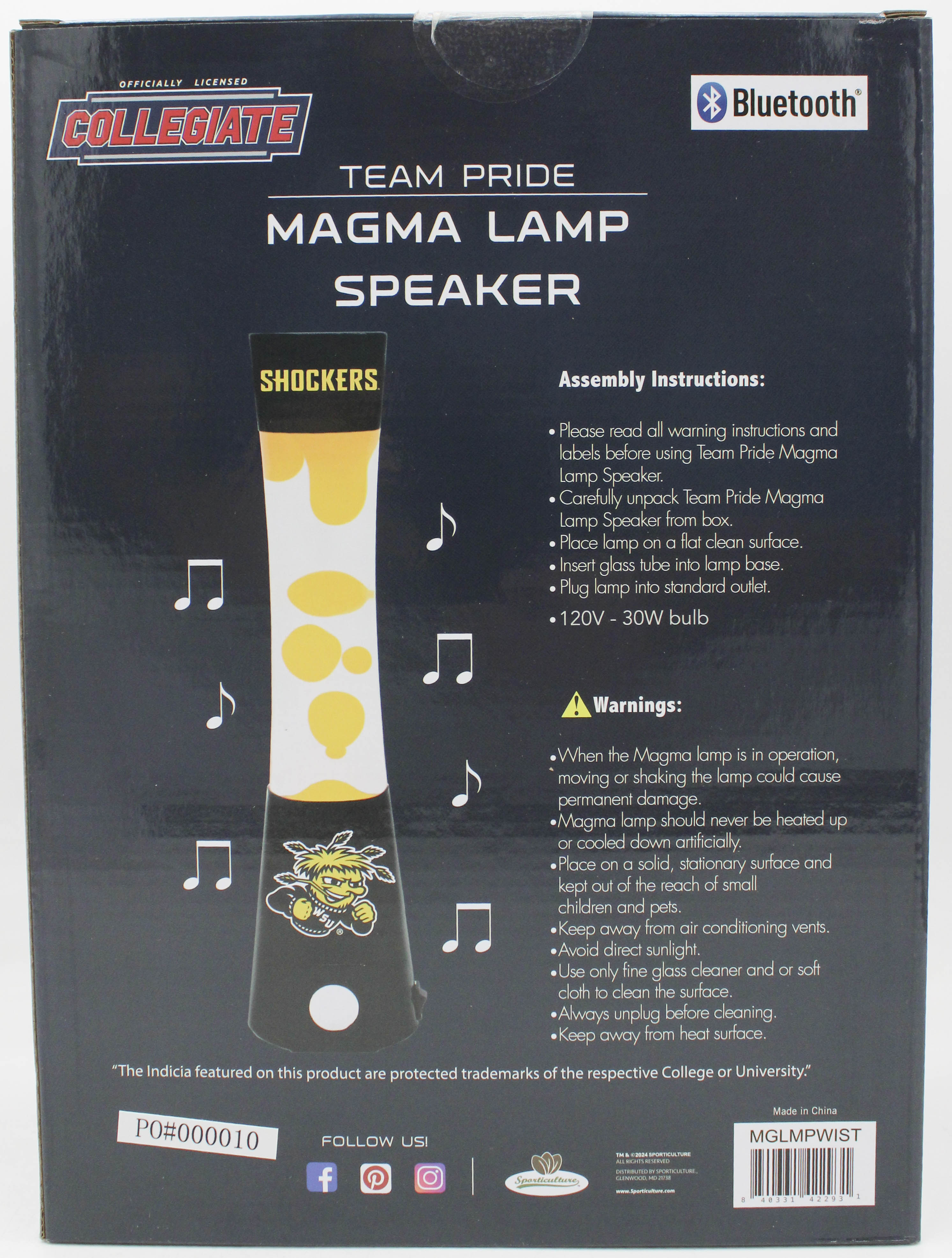 WICHITA STATE SHOCKERS LAVA LAMP SPEAKER 16.5"