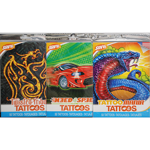 SAVVI BOYS BOT THEMED TEMP TATTOOS (24ea of 3 Styles)