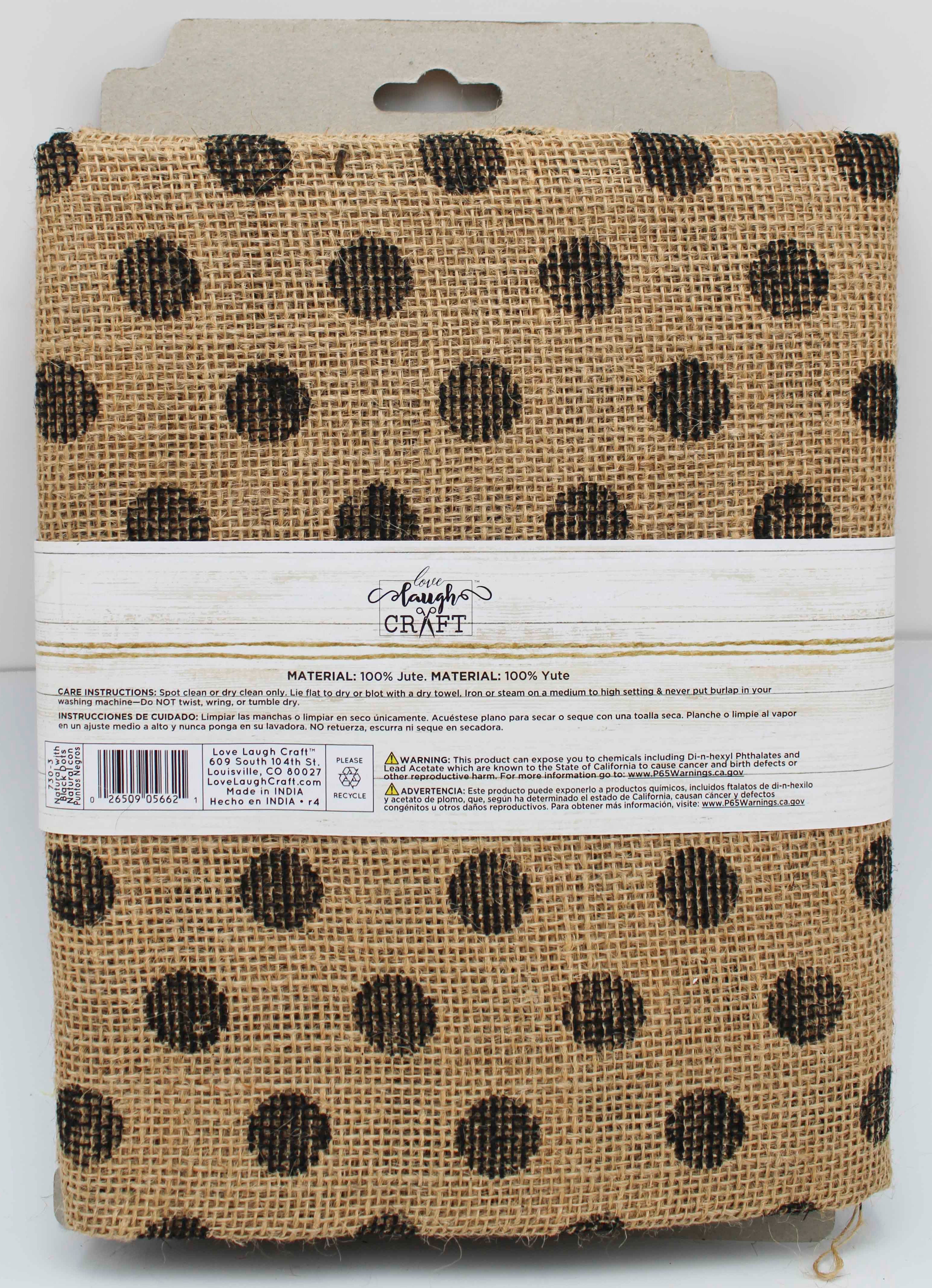 Natural Precut Fabric 2yd x 46in Black Screenprint Dots