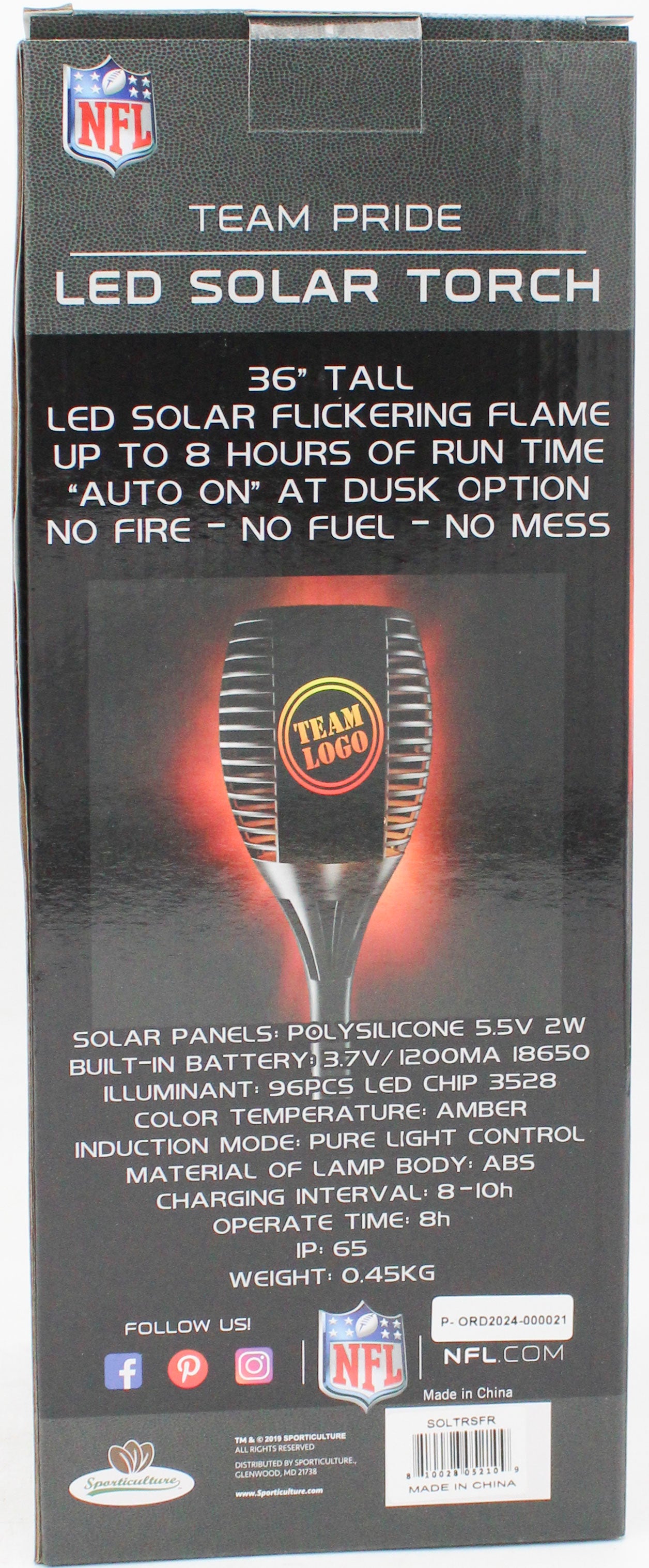 NFL SAN FRANCISCO 49ERS LED SOLAR TORCH  36"
