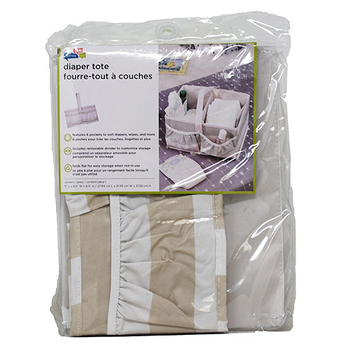 HONEY CAN-DO 6POCKET DIAPER CADDY GREY W/STRIPE