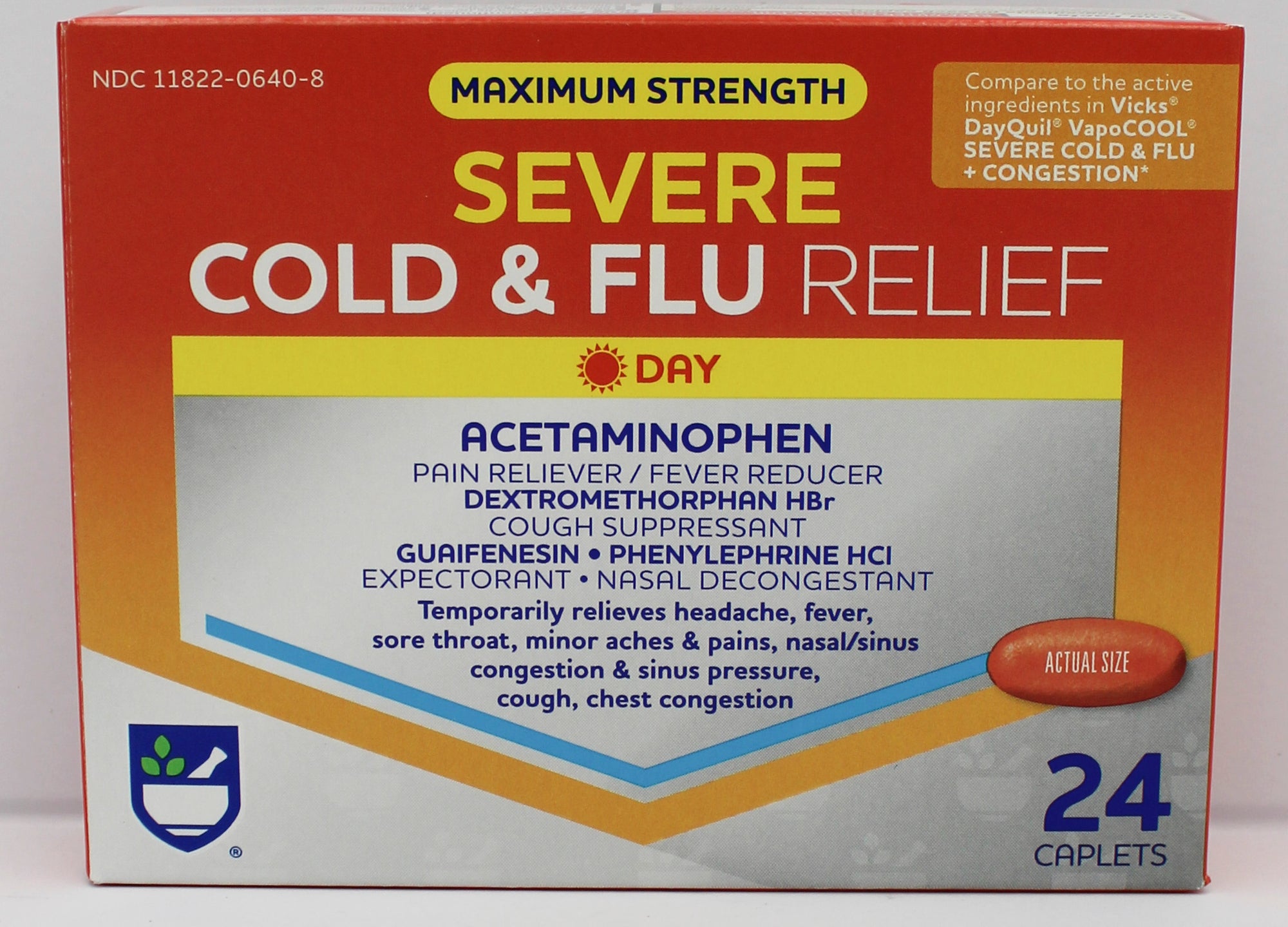 RITE AID DAYTIME COLD & FLU RELIEF MAXIMUM STRENGTH CAPLETS 24ct EXP 7/15/2027