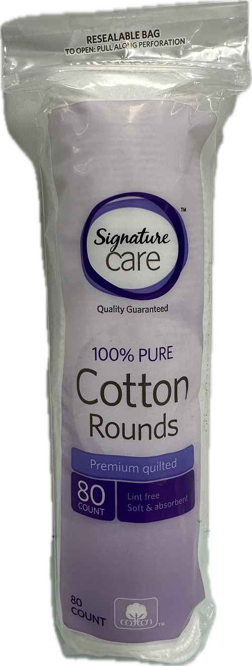 Signature Care Cotton Rounds 80ct Bulk Pack