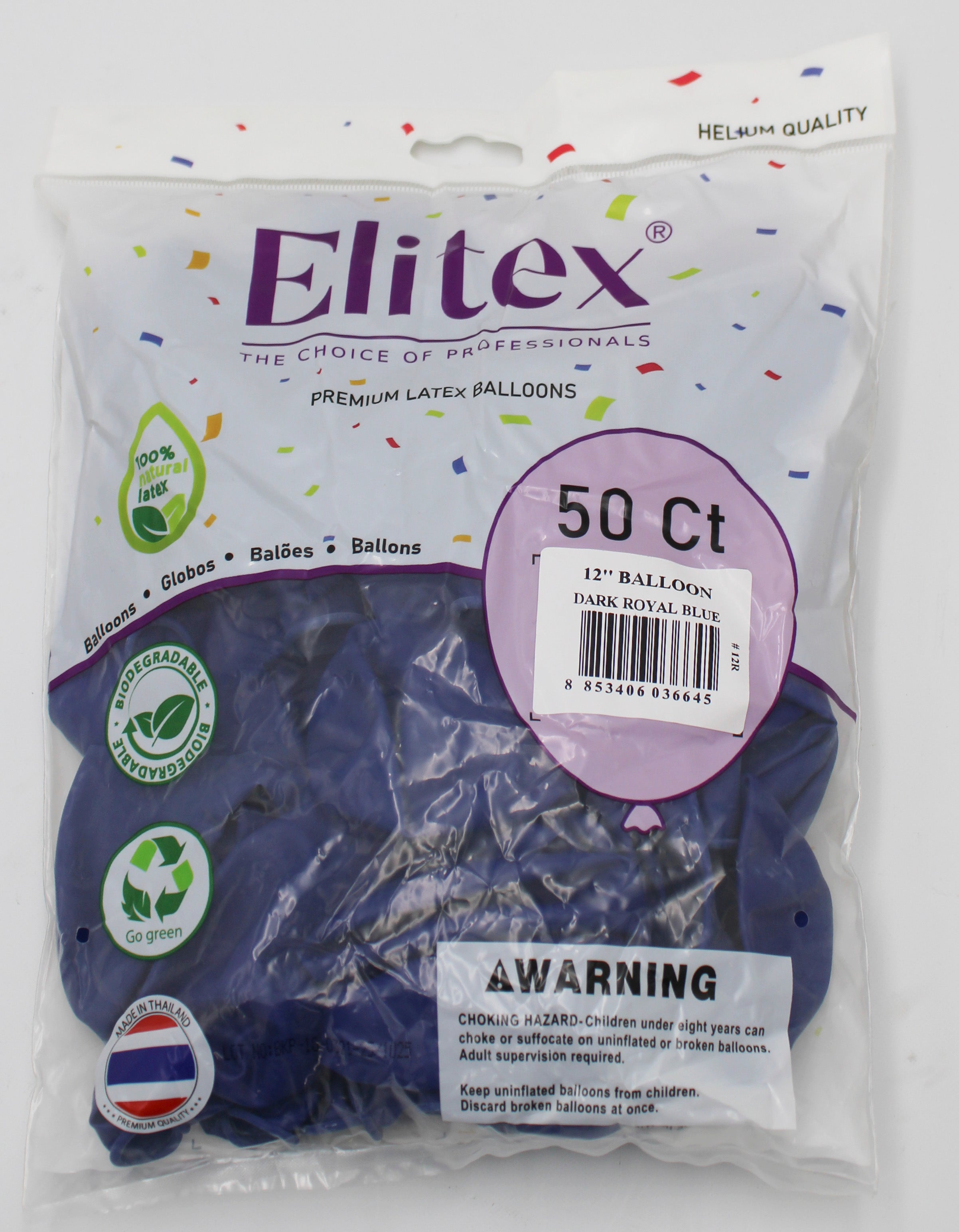 ELITEX 12" DARK ROYAL BLUE ROUND BALLOON, 50 PACK