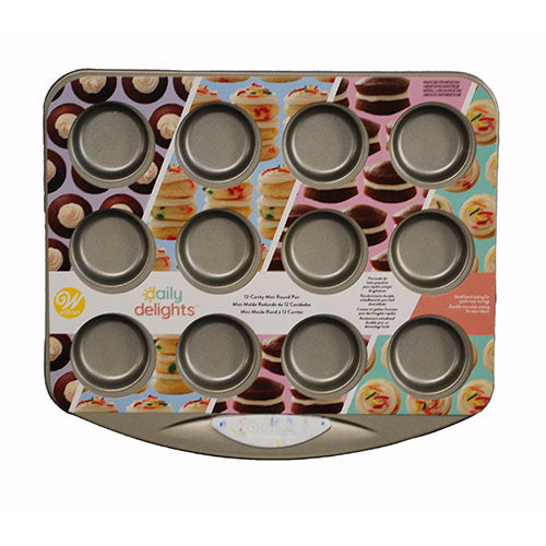 WILTON DAILY DELIGHTS ROUND MINI CUPCAKE PAN 12 CAVITITY