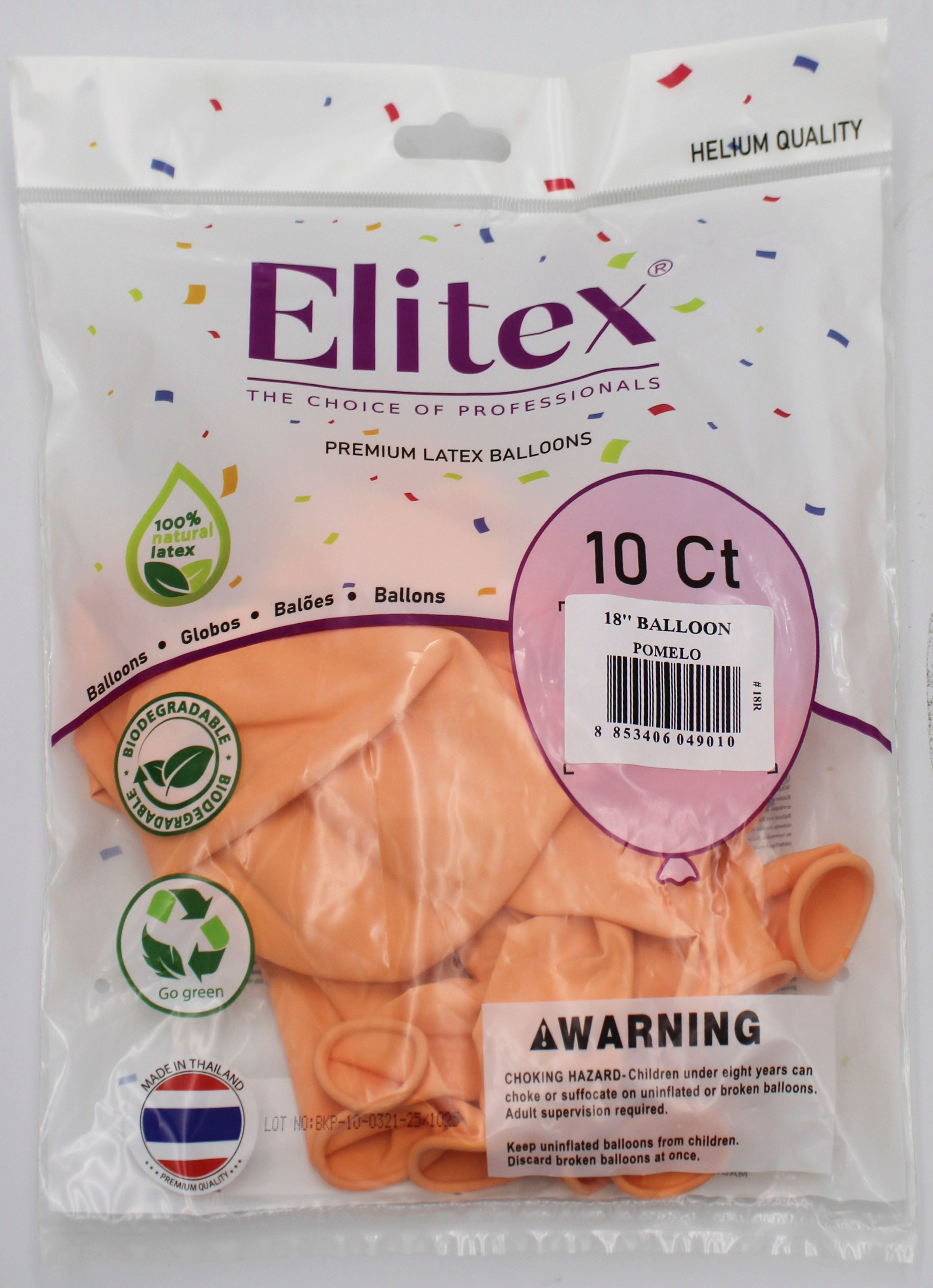 ELITEX 18" SMOOTHIE POMELO ROUND BALLOON, 10 PACK