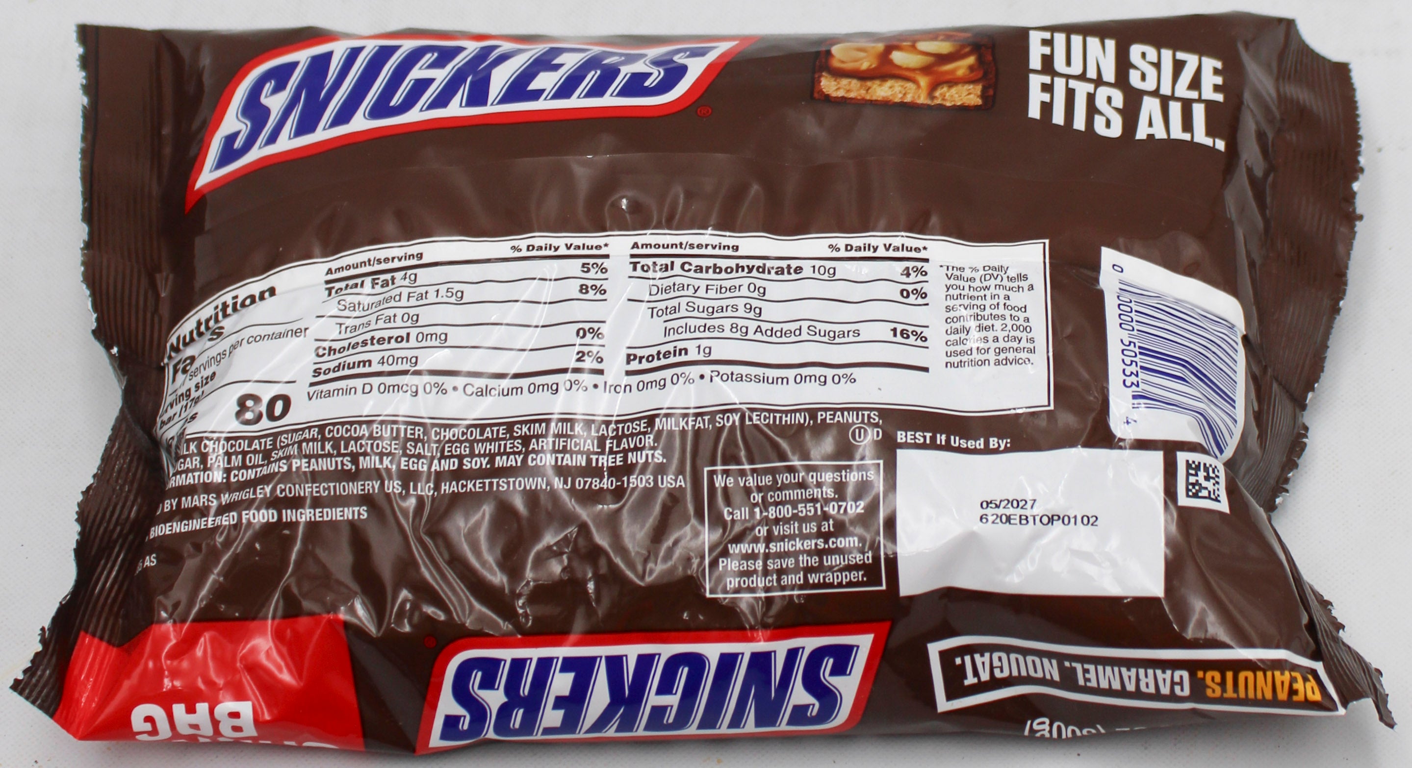 SNICKERS HALLOWEEN VALUE FUN SIZE CANDY 10.59oz BB 5/31/2027