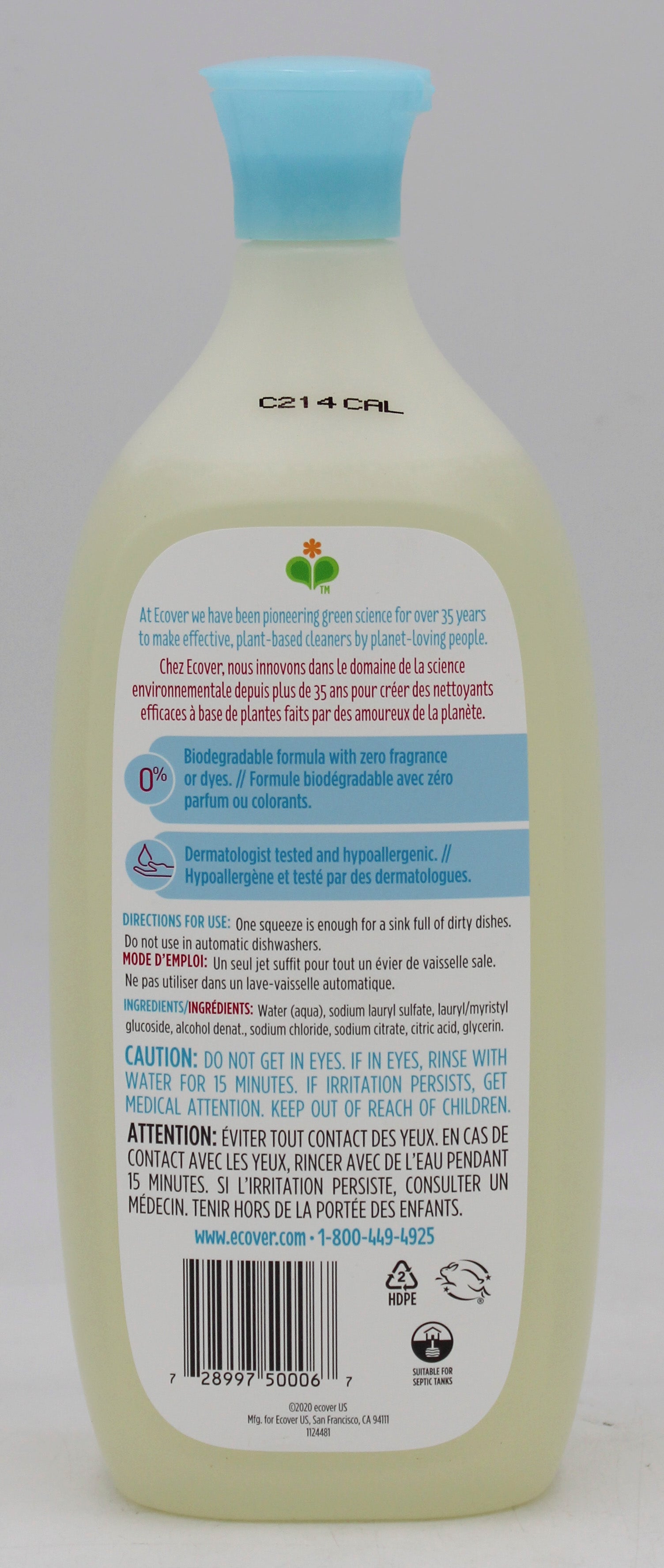 ECOVER LIQUID DISH SOAP ZERO 25oz NA