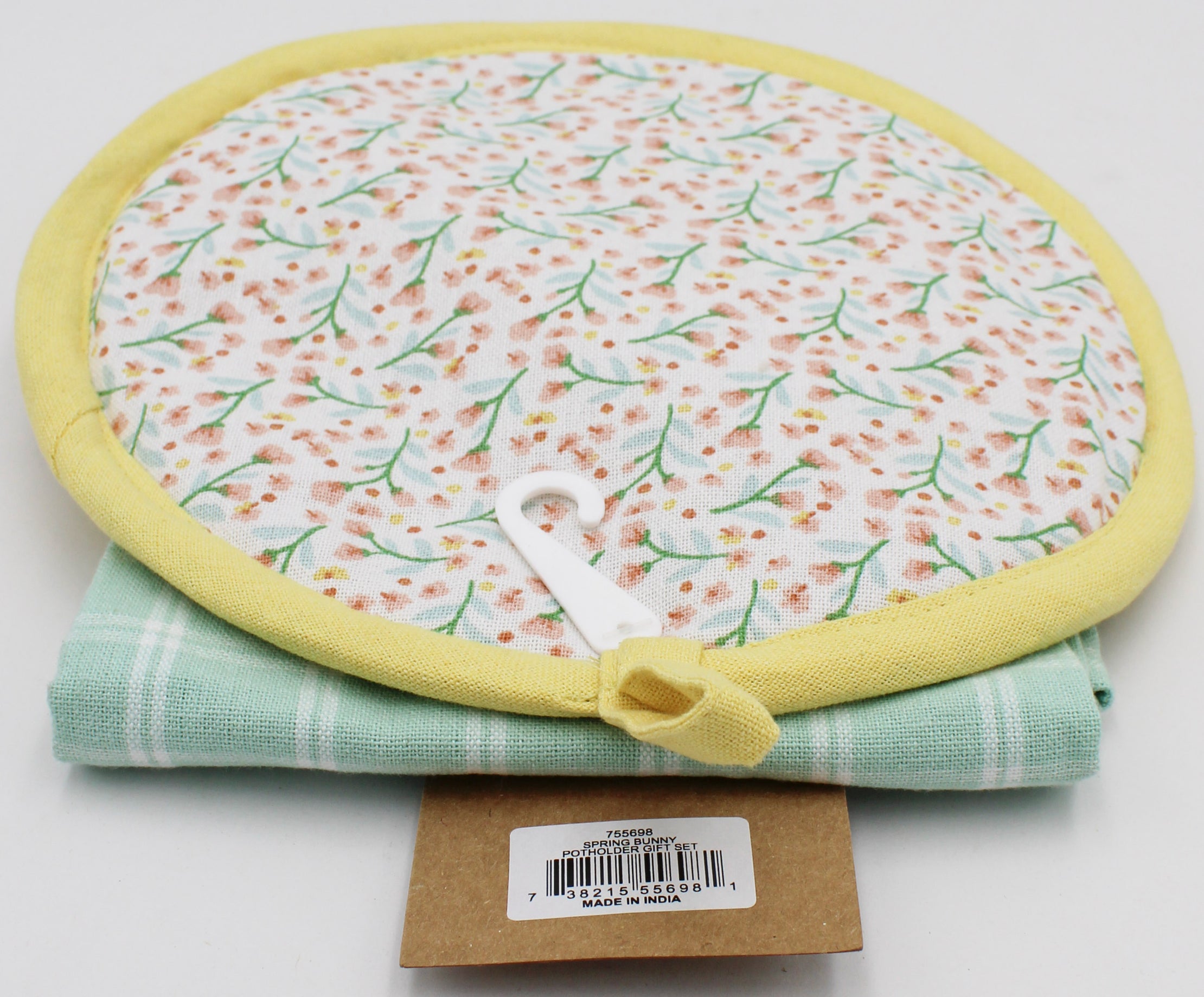 2PC GIFT SET - POTHOLDER AND DISHTOWEL - SPRING BUNNY