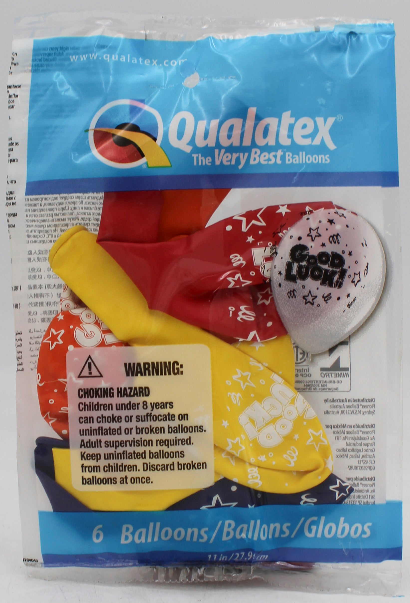 QUALATEX 11" ROUND PARTY BALLOONS AST 6CT GOOD LUCK STARS