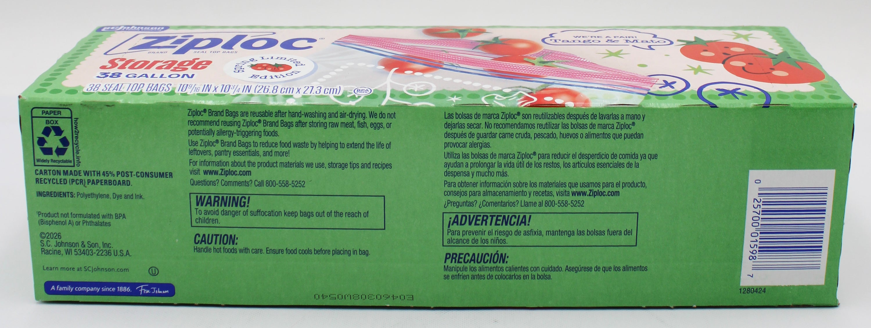 SP ZIPLOC BAGS STORAGE 38ct GALLON