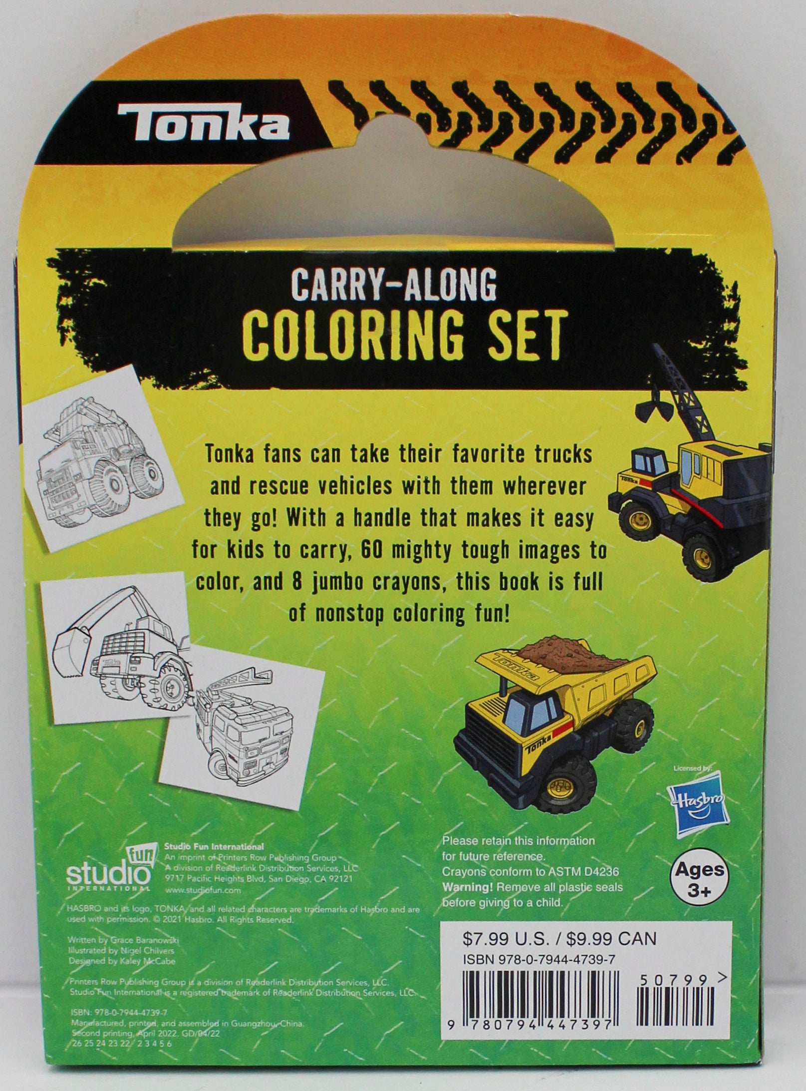 TONKA: CARRY-ALONG COLORING SET WITH 8 JUMBO CRAYONS 60pg