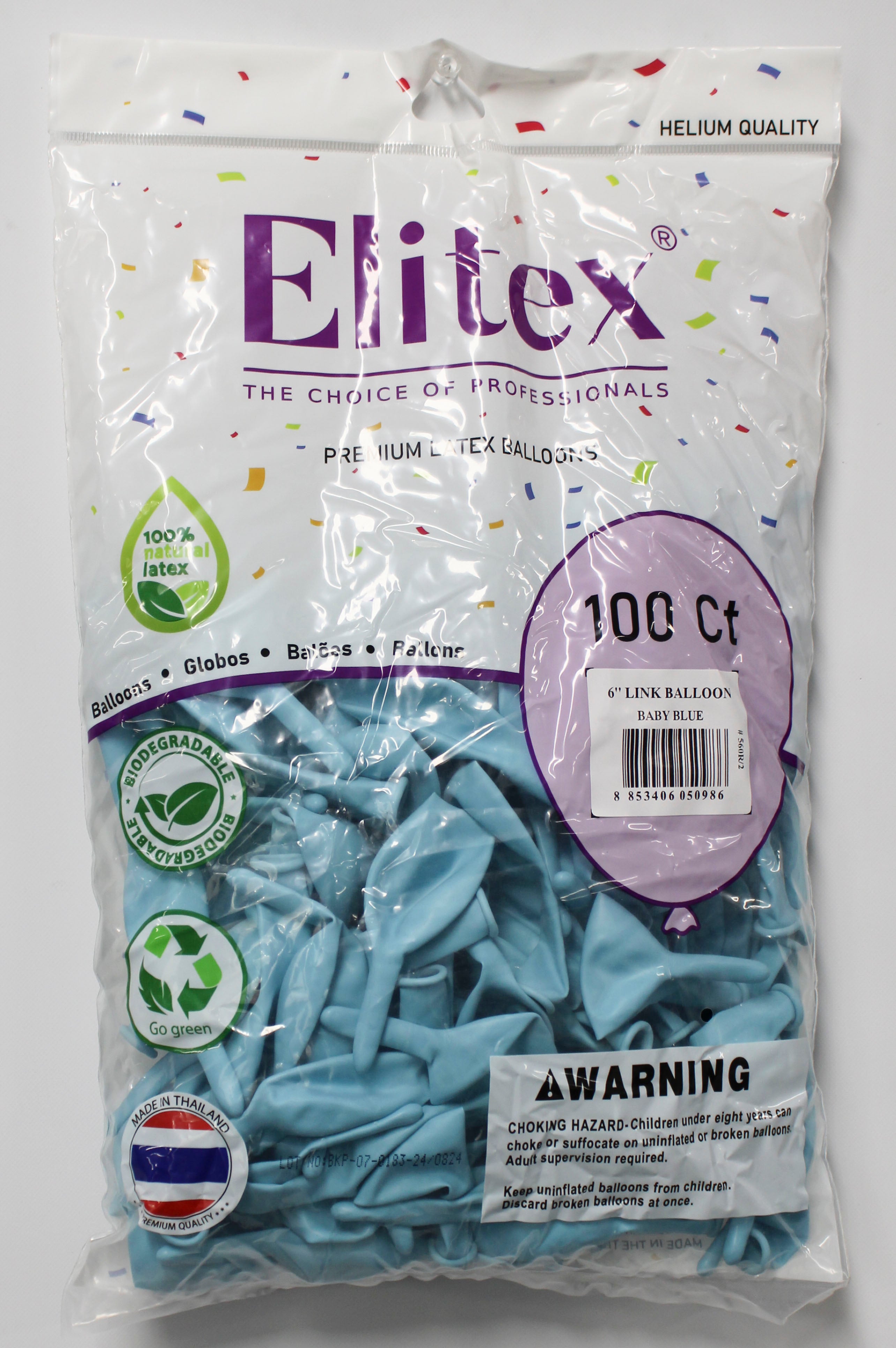 ELITEX 6" PASTEL BABY BLUE LINK BALLOON, 100 PACK