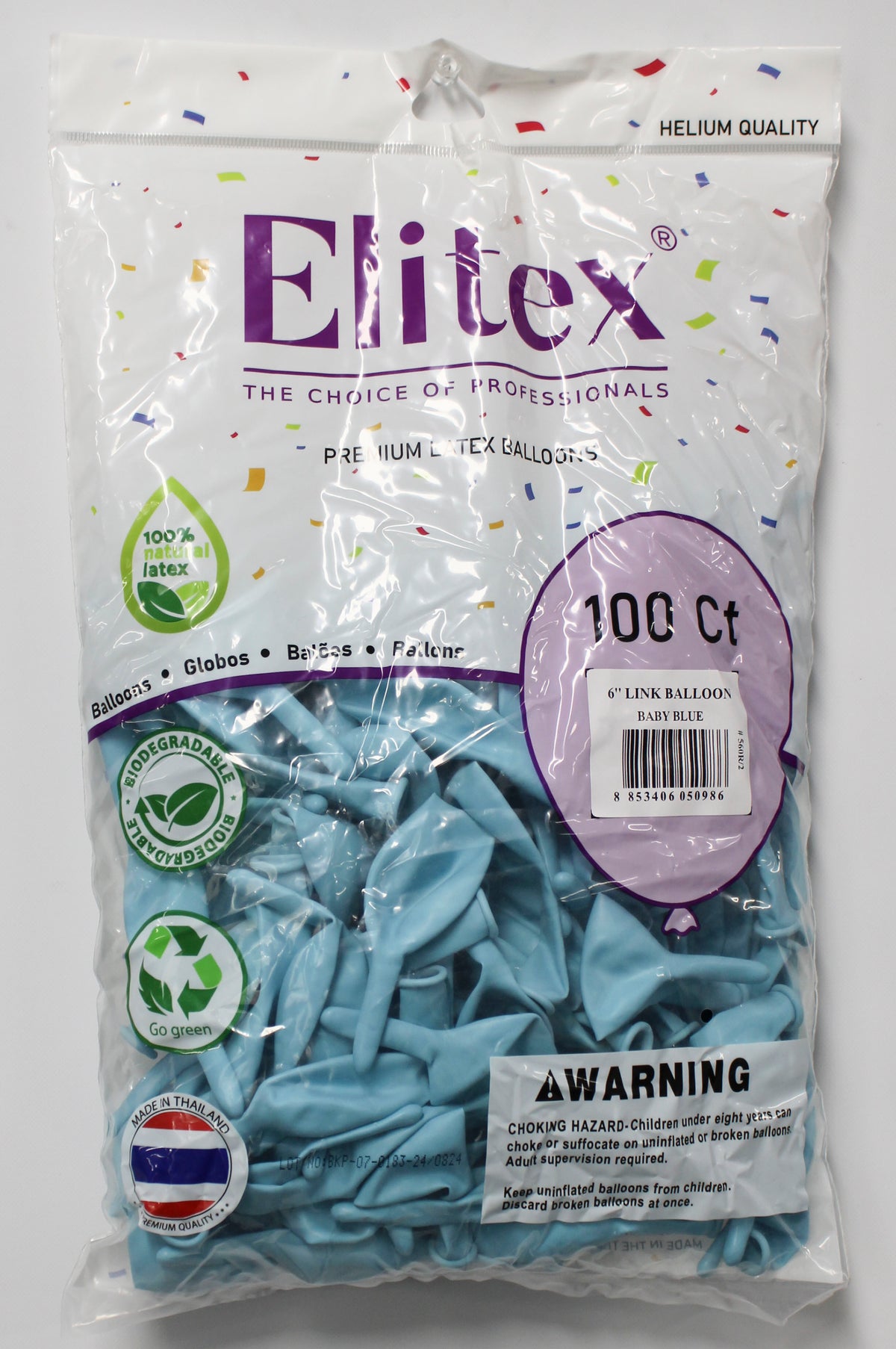 ELITEX 6" PASTEL BABY BLUE LINK BALLOON, 100 PACK