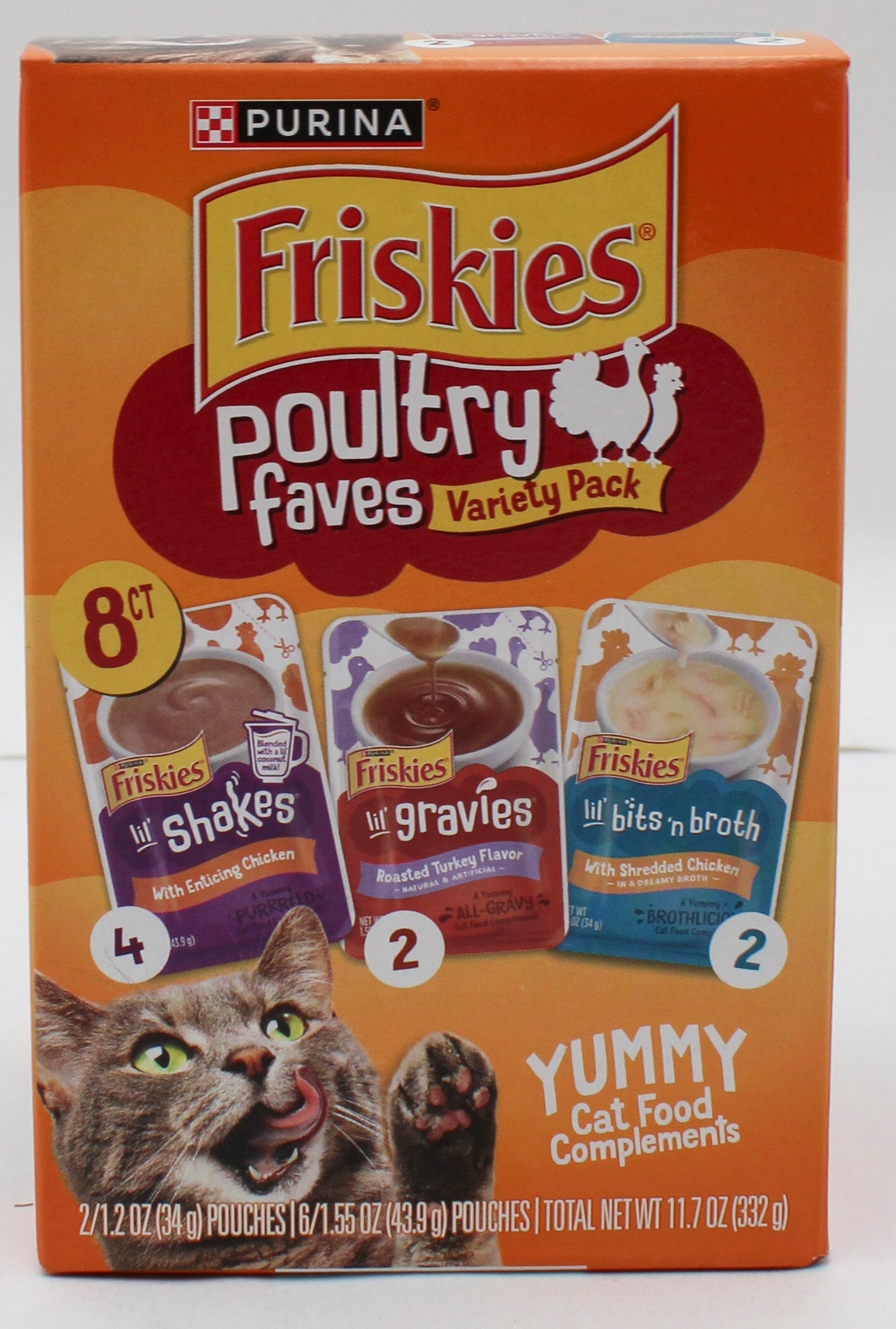 PURINA FRISKIES POULTRY FAVES VARIETY PACK 8CT BB 9/30/26 NI