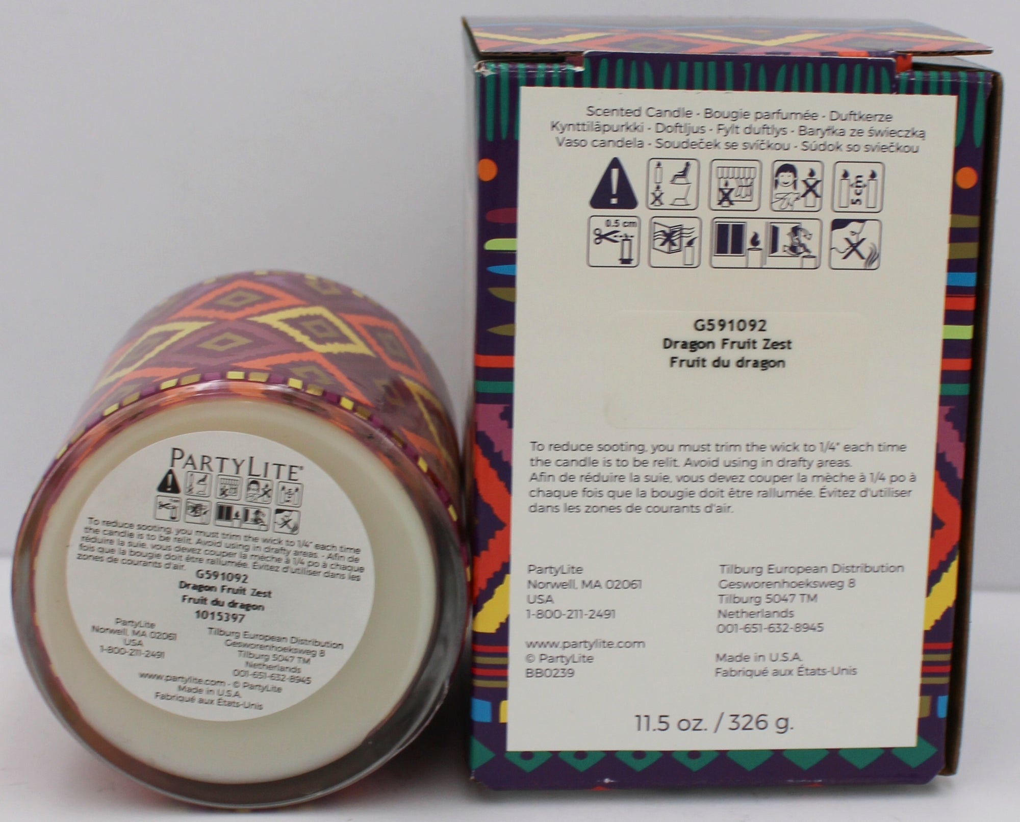 PARTYLITE BORDERLESS BRIGHTS DRAGON FRUIT ZEST JAR CANDLE 11oz