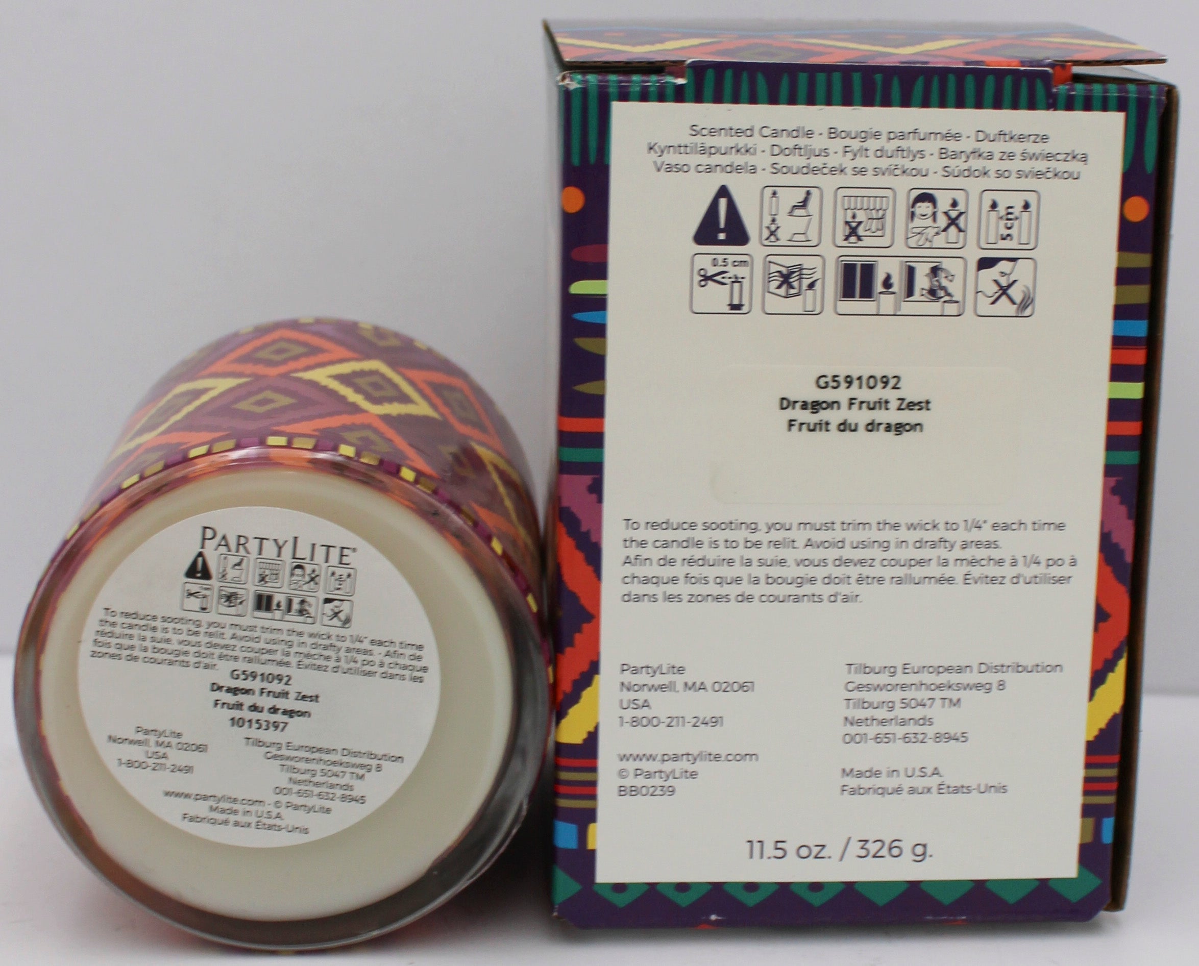 PARTYLITE BORDERLESS BRIGHTS DRAGON FRUIT ZEST JAR CANDLE 11oz