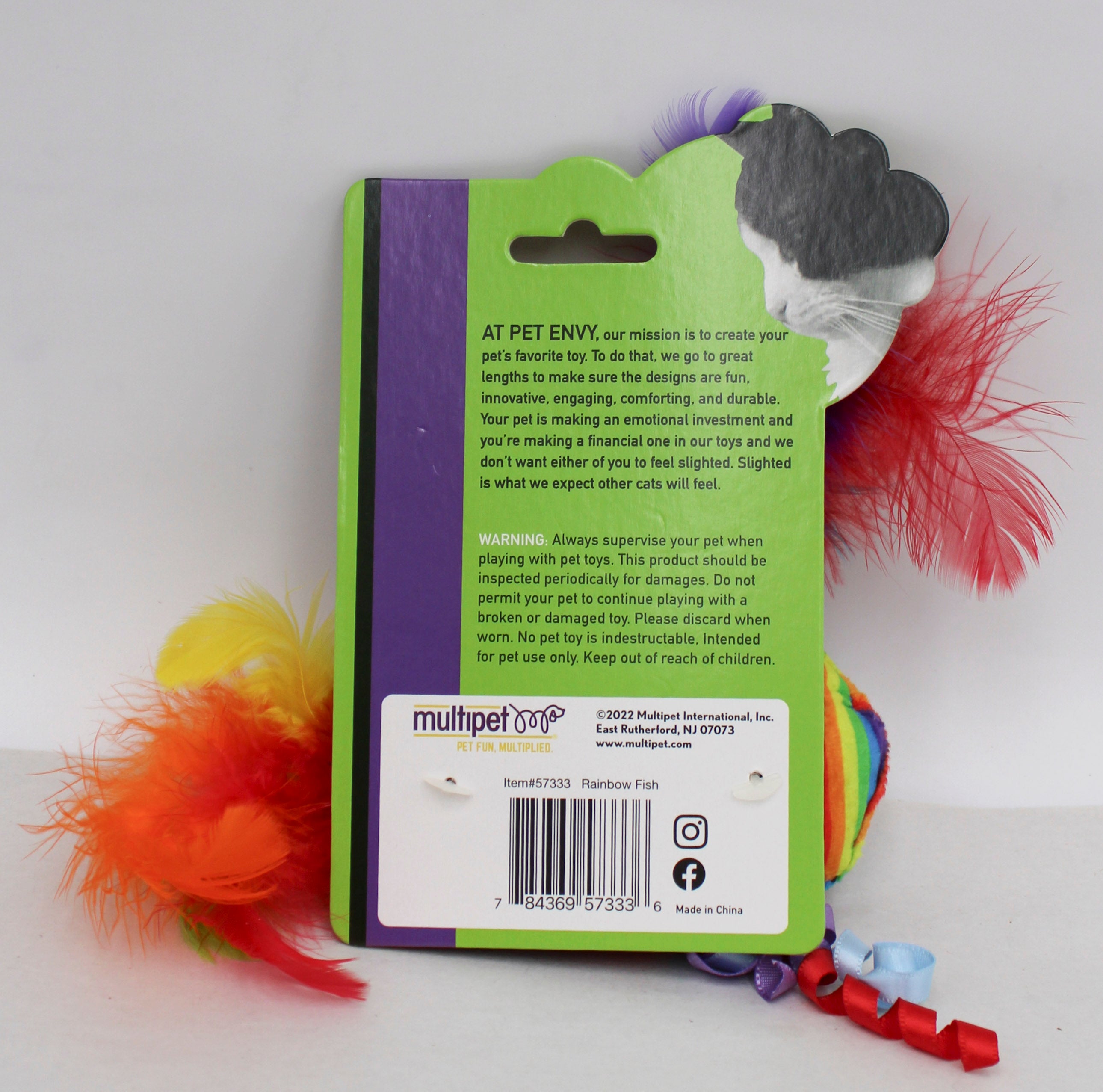 Multipet Pet Envy Rainbow Fish Cat Toy – Bulk Pack