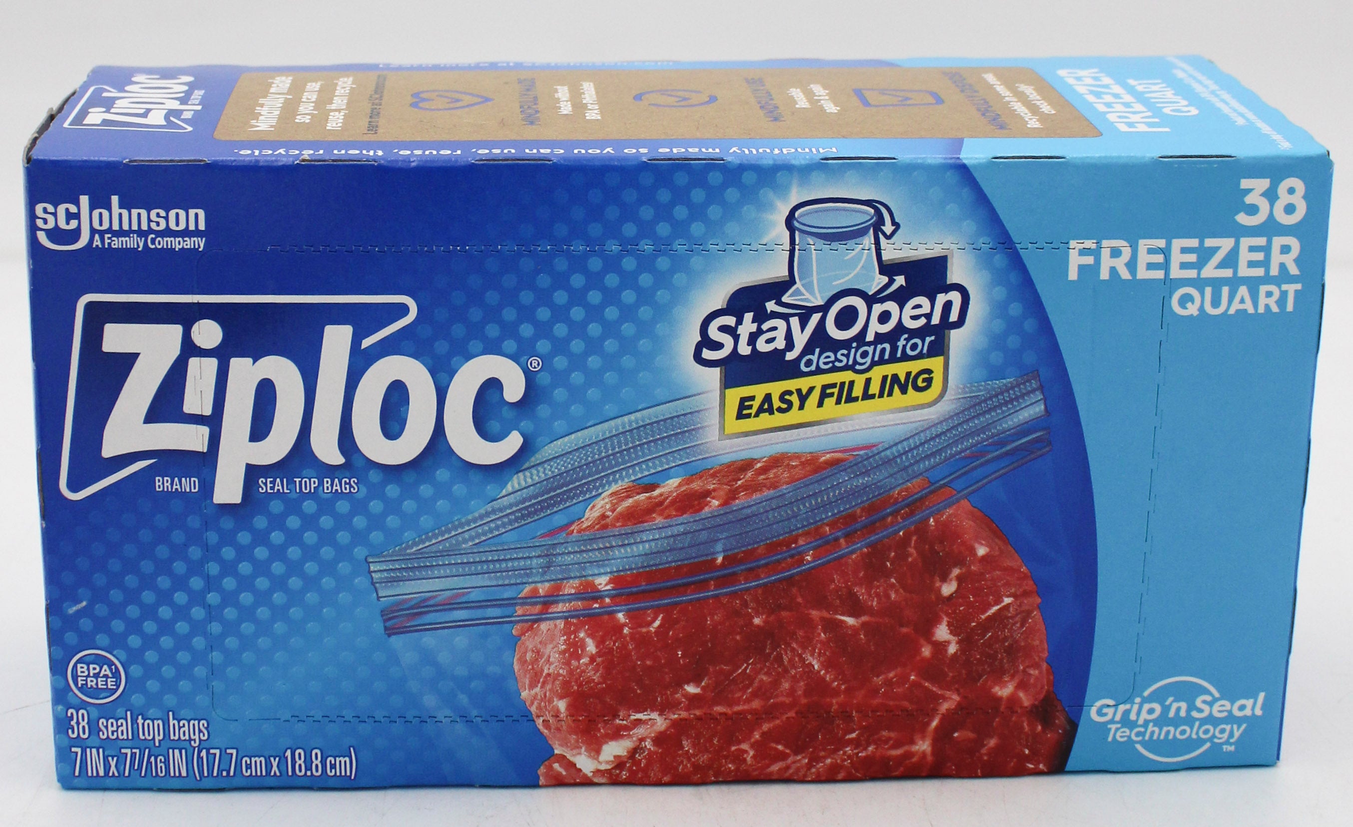 SP ZIPLOC BAG 38CT FREEZER -QUART SIZE