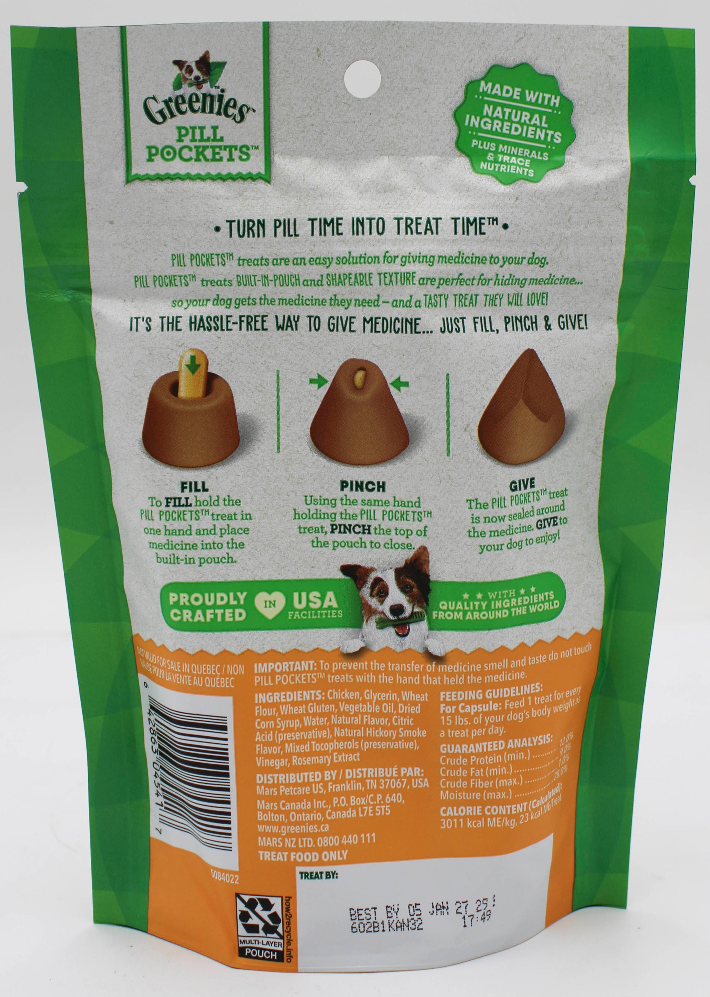 GREENIES PILL POCKETS CHICKEN FLAVOR LARGE CAPSULE SIZE SOFT DOG TREATS 7.9 OZ (30 PK) BB 1/5/2027