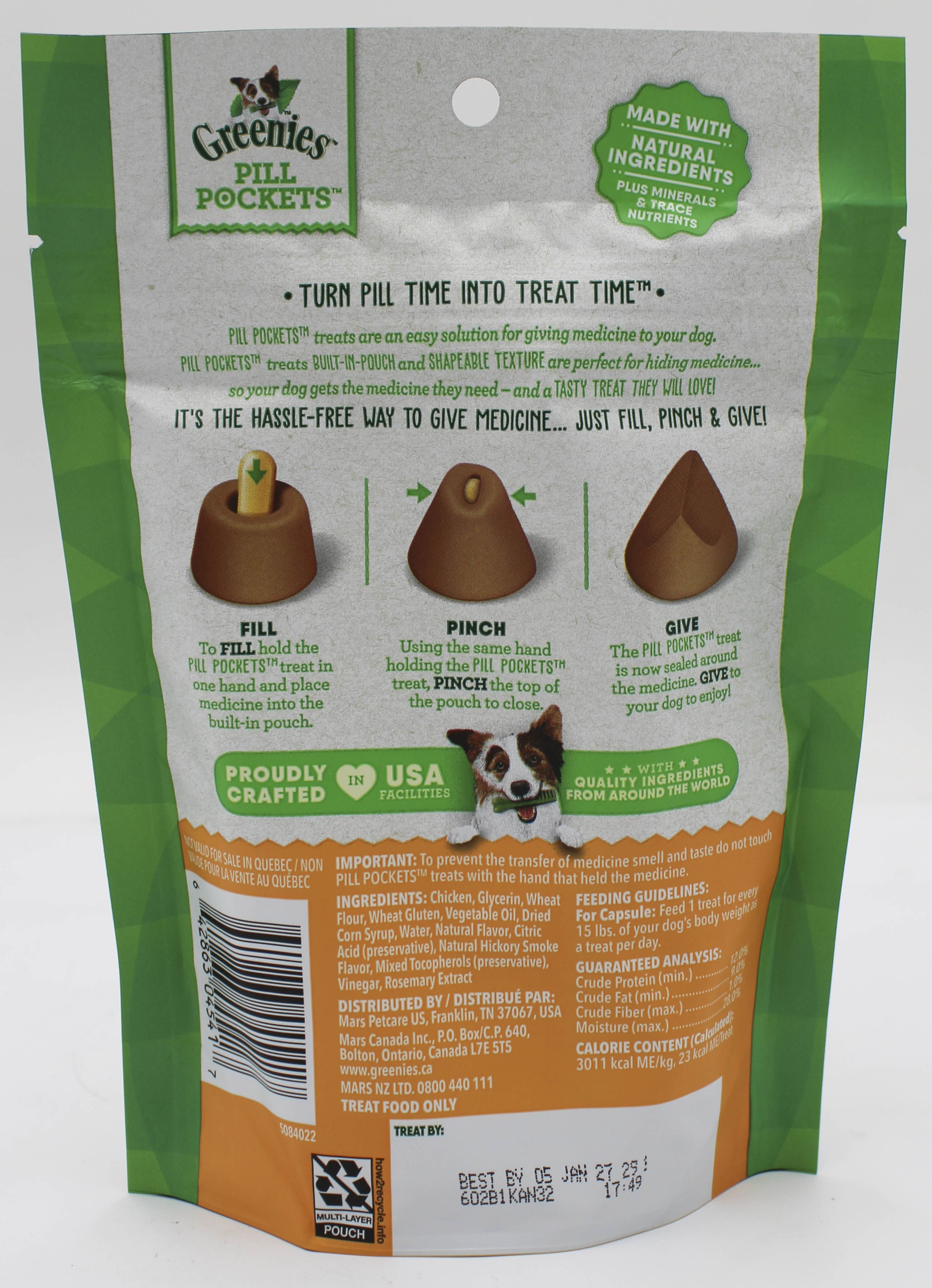 GREENIES PILL POCKETS CHICKEN FLAVOR LARGE CAPSULE SIZE SOFT DOG TREATS 7.9 OZ (30 PK) BB 1/5/2027
