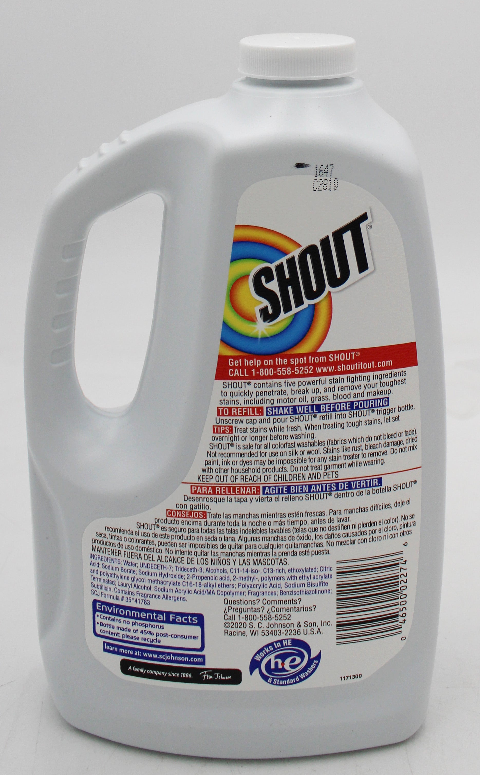 SP SHOUT STAIN REMOVER-REFILL 60oz