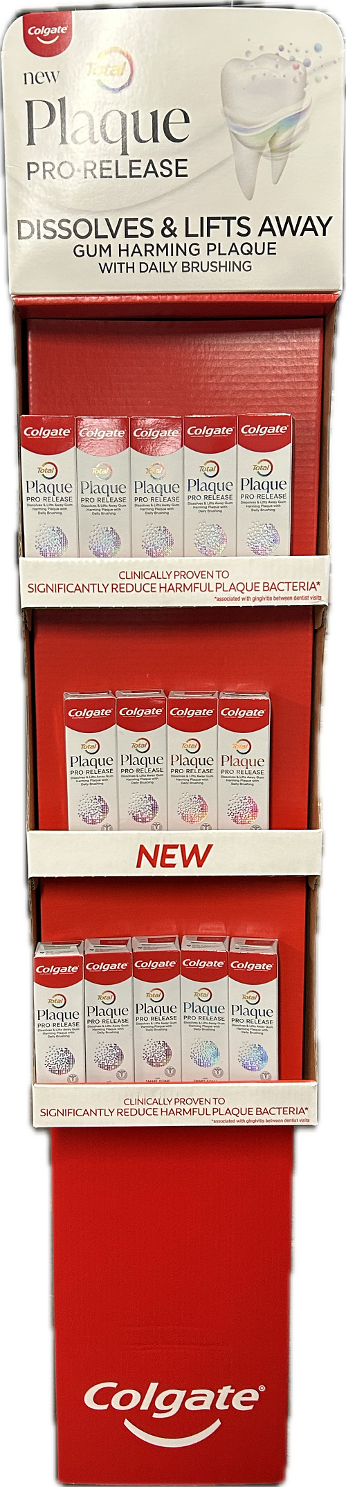 COLGATE PLAQUE PRO-RELEASE TOOTHPASTE 3oz FLOOR STAND NI