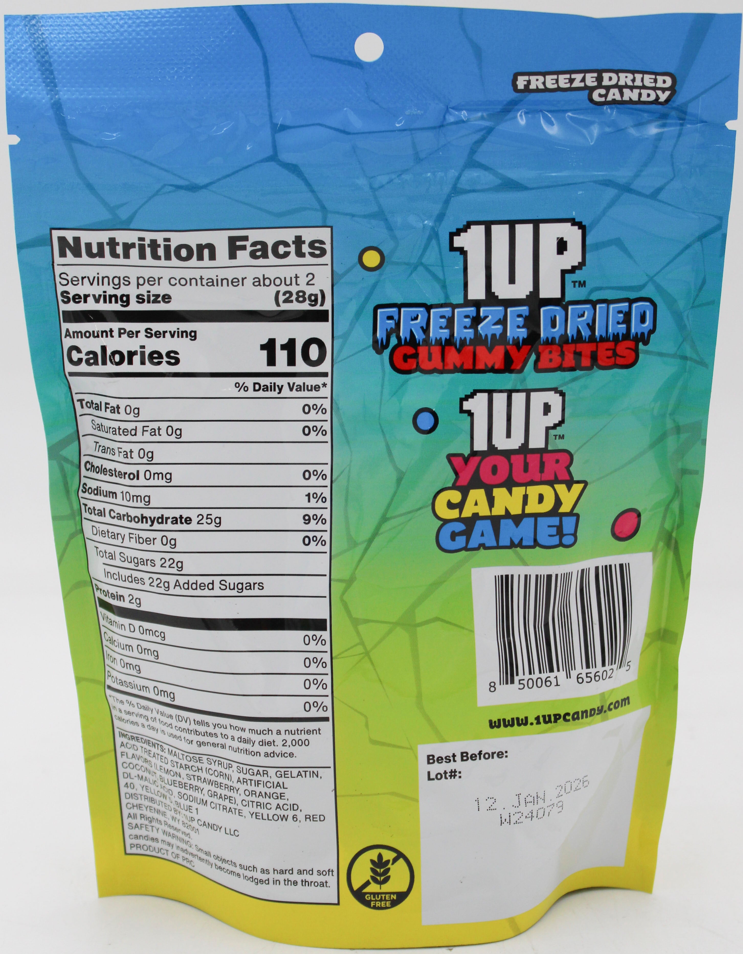 1UP FREEZE DRIED GUMMY BITES 2 oz BB 1/12/26