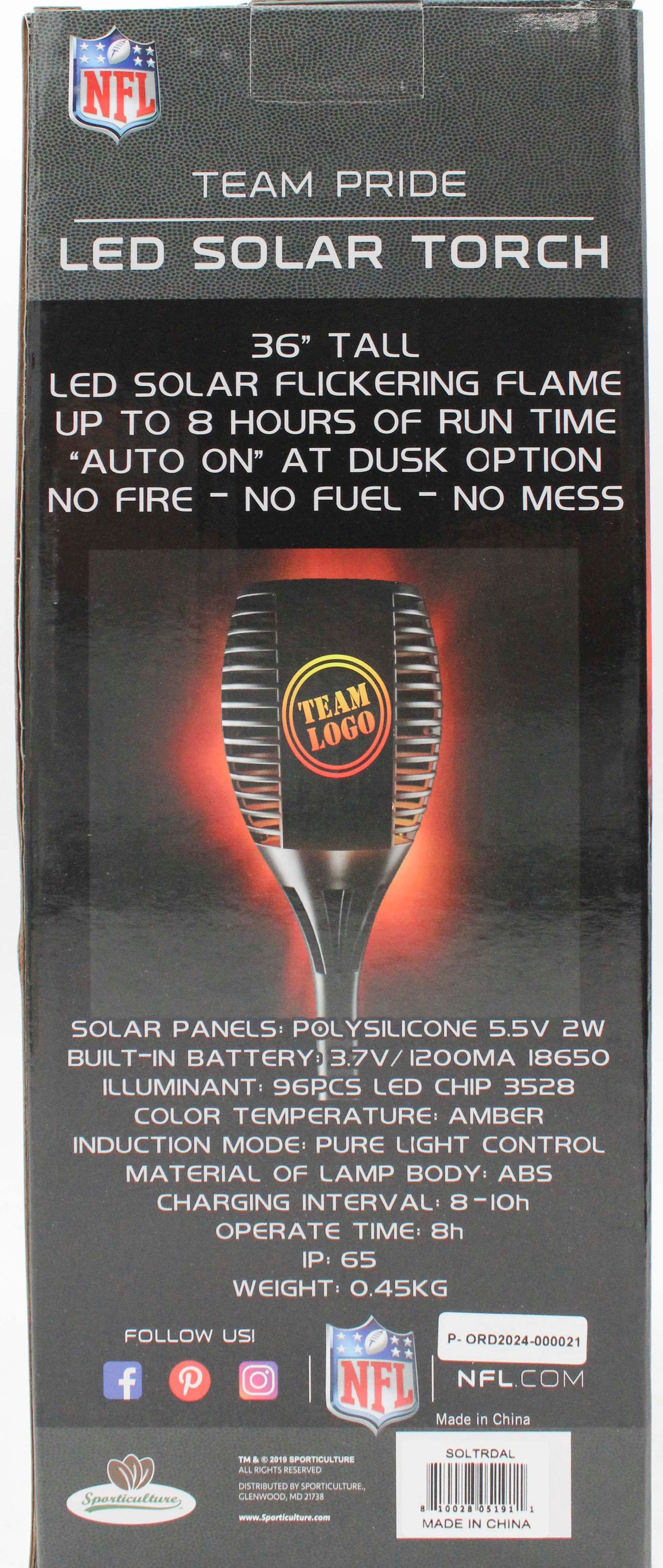DALLAS COWBOYS LED SOLAR TORCH  36"