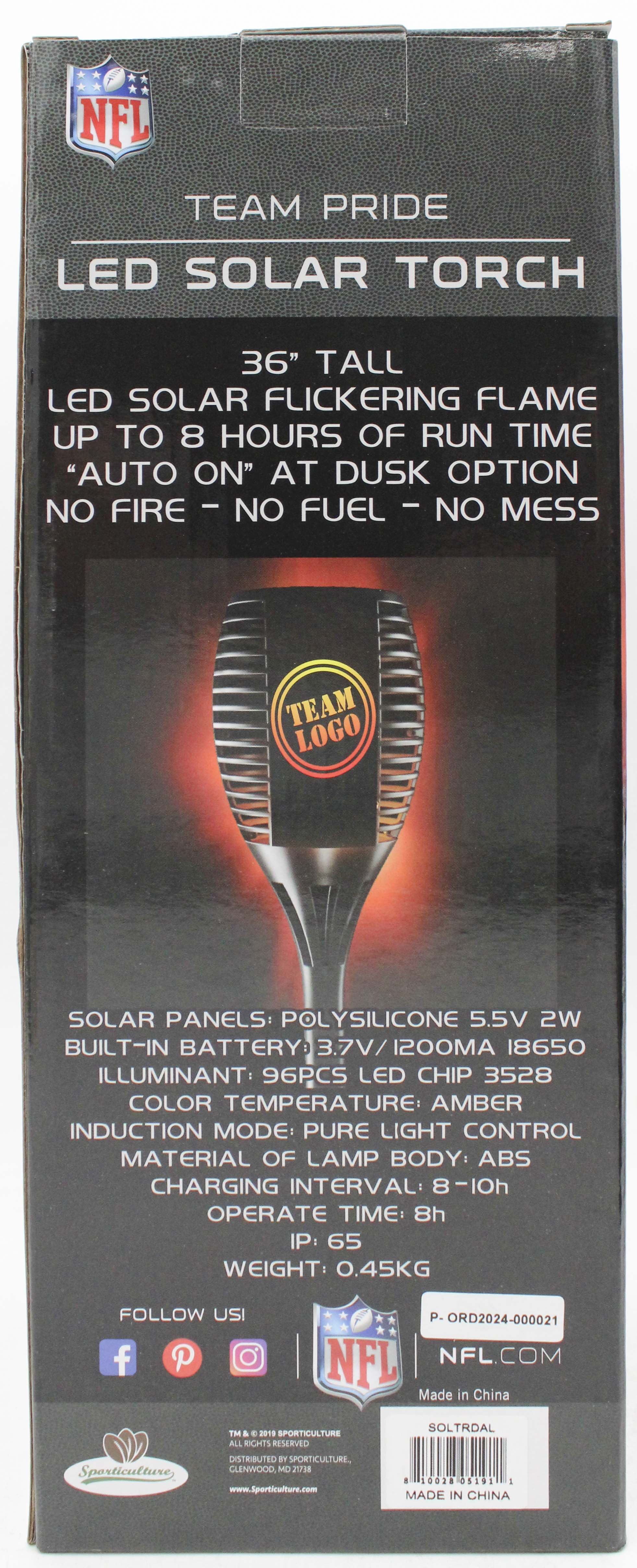 DALLAS COWBOYS LED SOLAR TORCH  36"