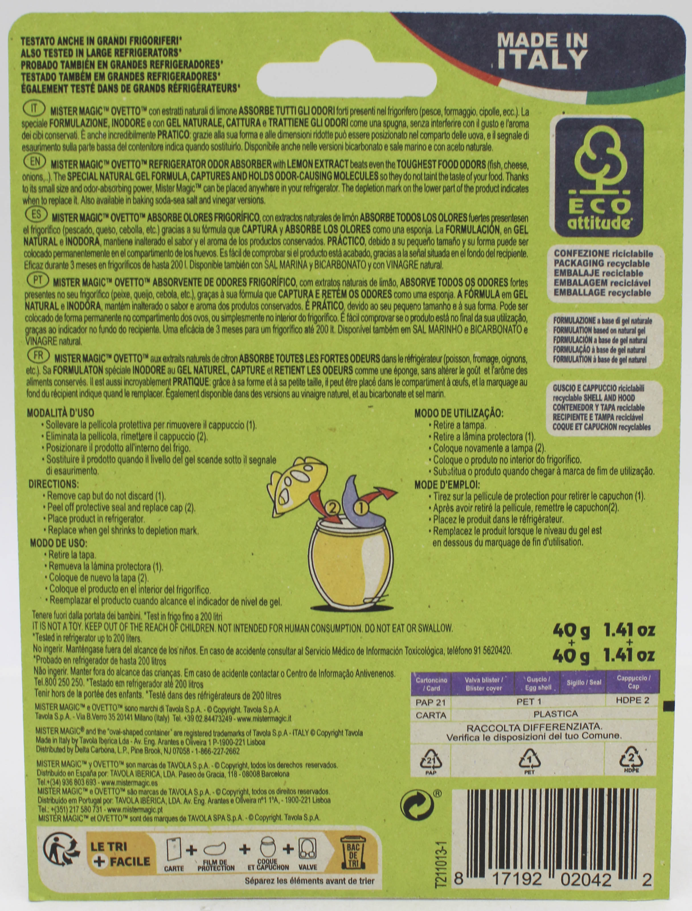 2CT FRIDGE ODOR ABSORBER - LEMON