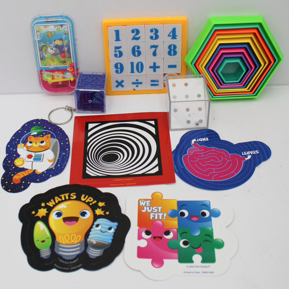 10 FUN MYSTERY BRAIN TEASERS IN BOX 5.5in x 5.5in x 7in