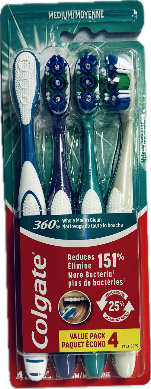 COLGATE 360° TOOTHBRUSH 4PK MEDIUM    NI