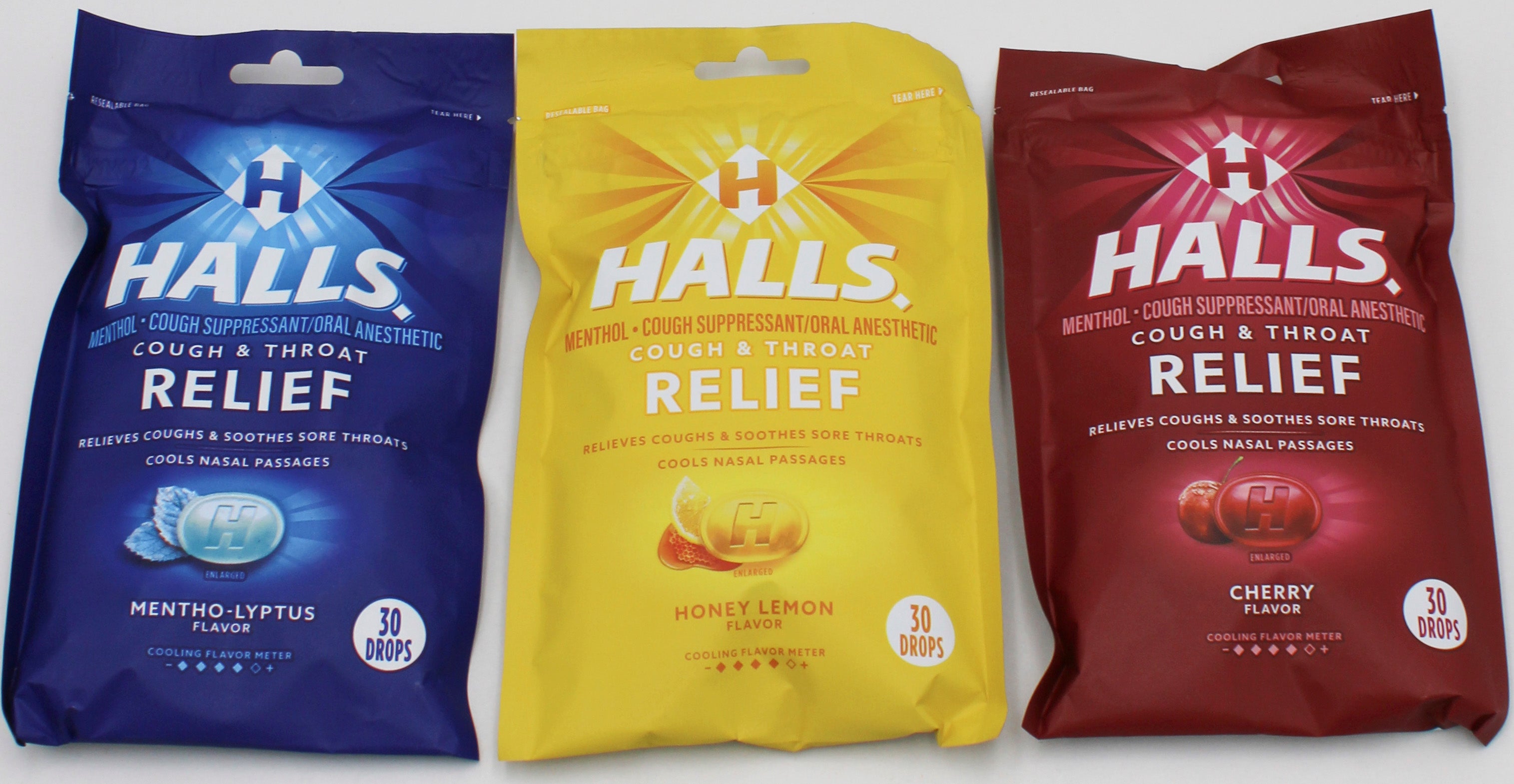 HALLS COUGH DROPS 30ct ASSORTED CLIP STRIP EXP 12/28/26