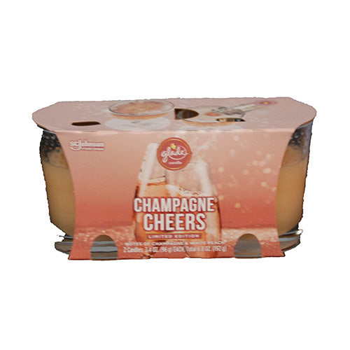 GLADE 2 PK SINGLE WICK CANDLES 3.4OZ-CHAMPAGNE CHEERS