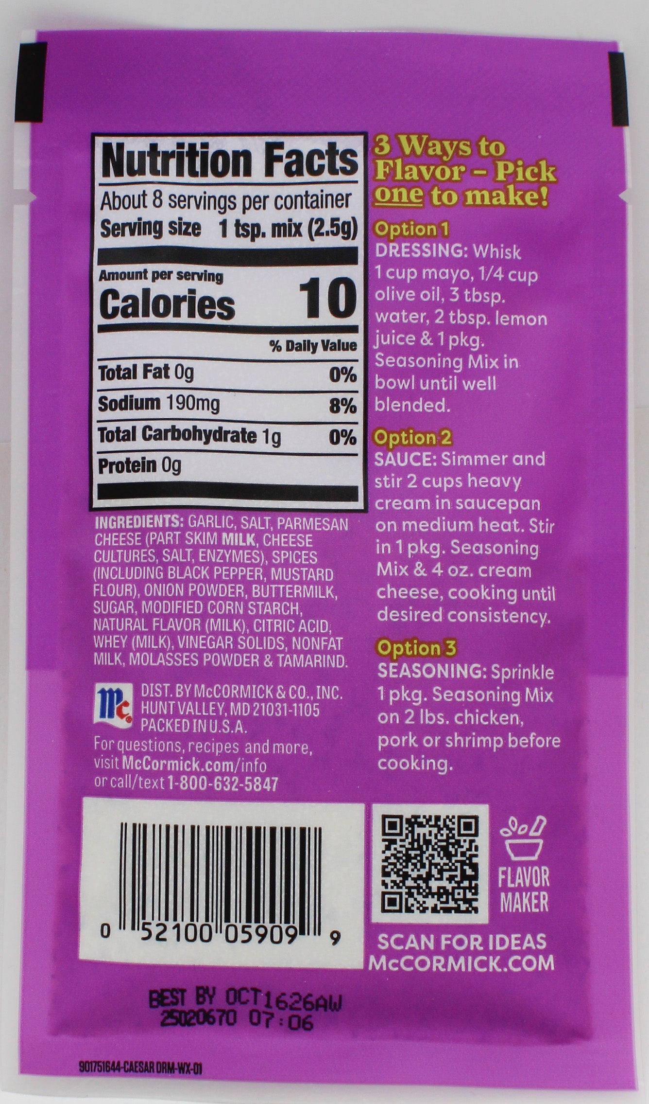 McCormick Flavor Maker Caesar Seasoning Mix 0.75oz (BB 10/16/2026)