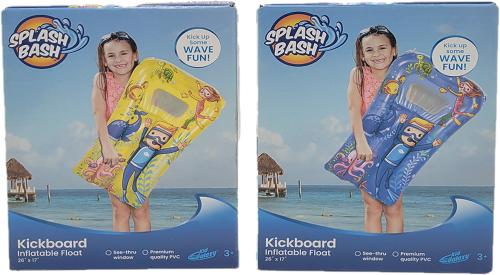 SPLASH BASH INFLATABLE FLOAT KICKBOARD 26"x17 ASSORTED COLORS AGE 3+