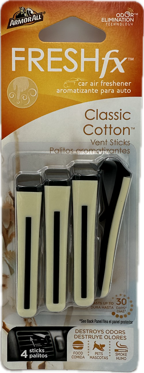 ARMOR ALL AIR FRESHENER VENT STICK 4CT  CLASSIC COTTON NI