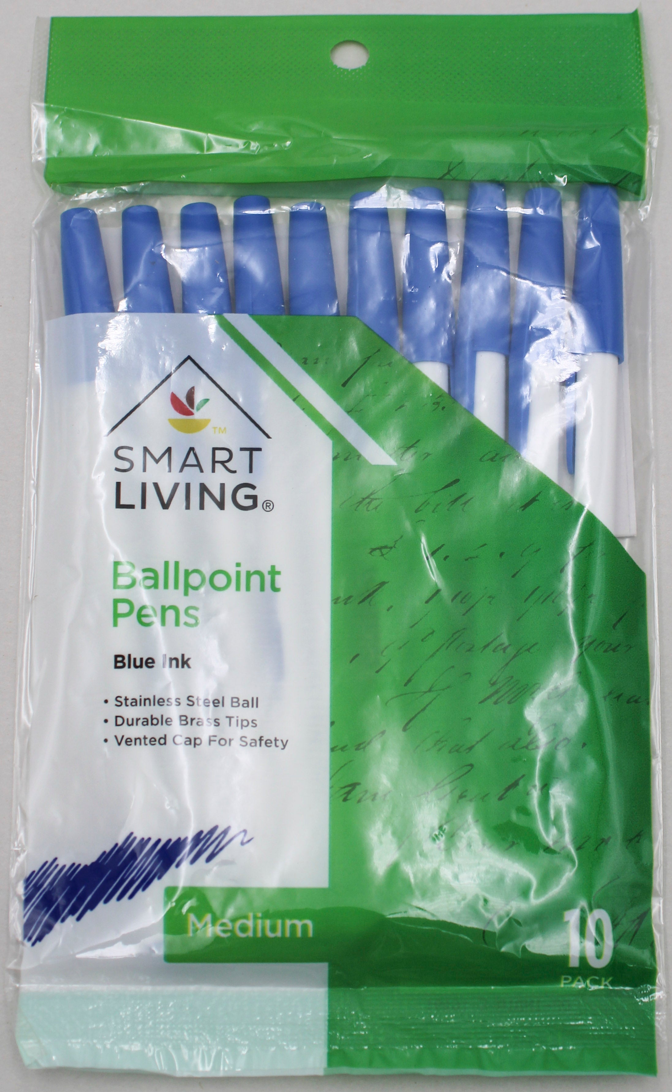 SMART LIVING BALLPOINT PENS BLUE 10CT