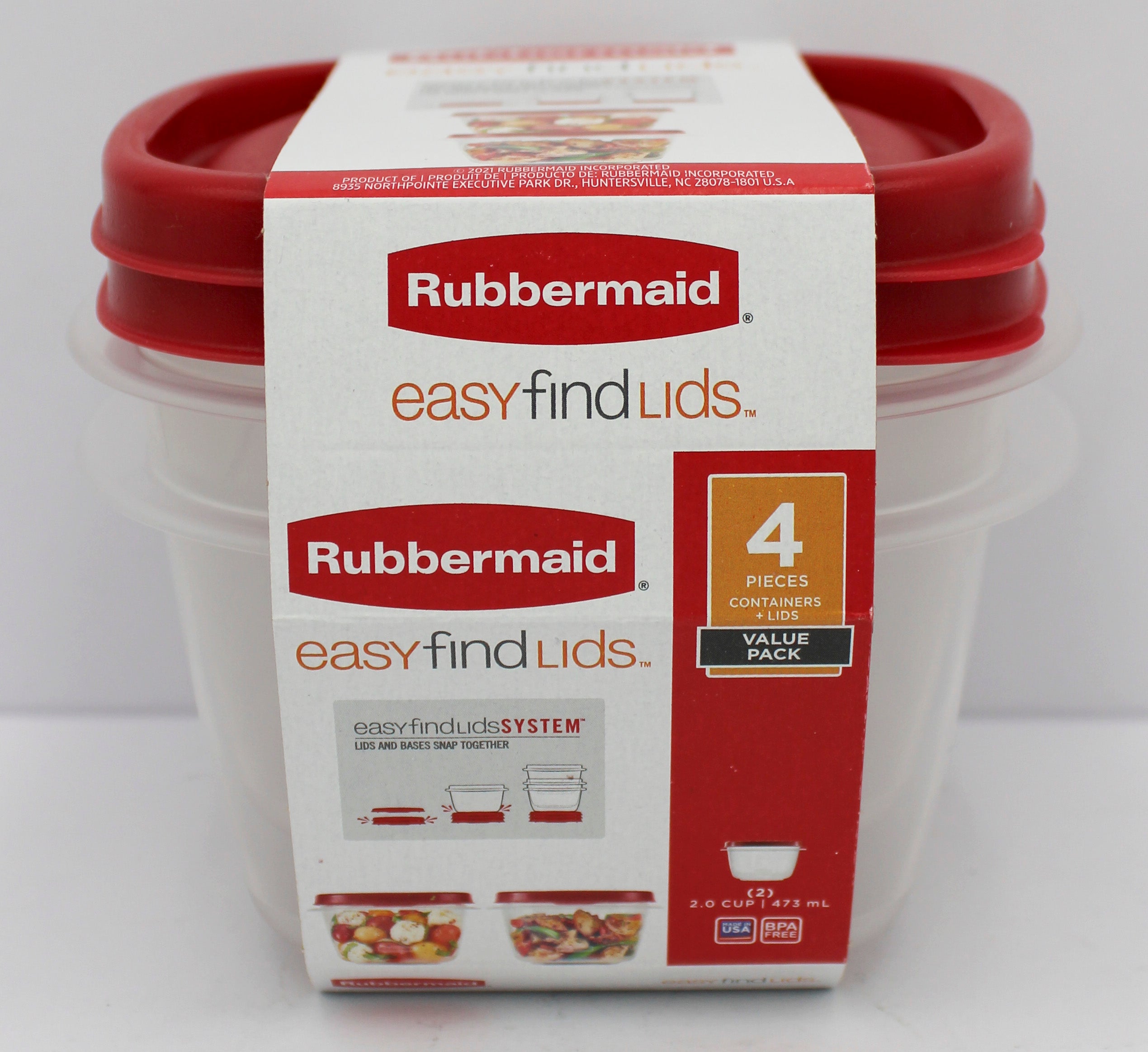 RUBBERMAID 4PC 2CUP STORAGE 2 BOWLS + 2 LIDS NI