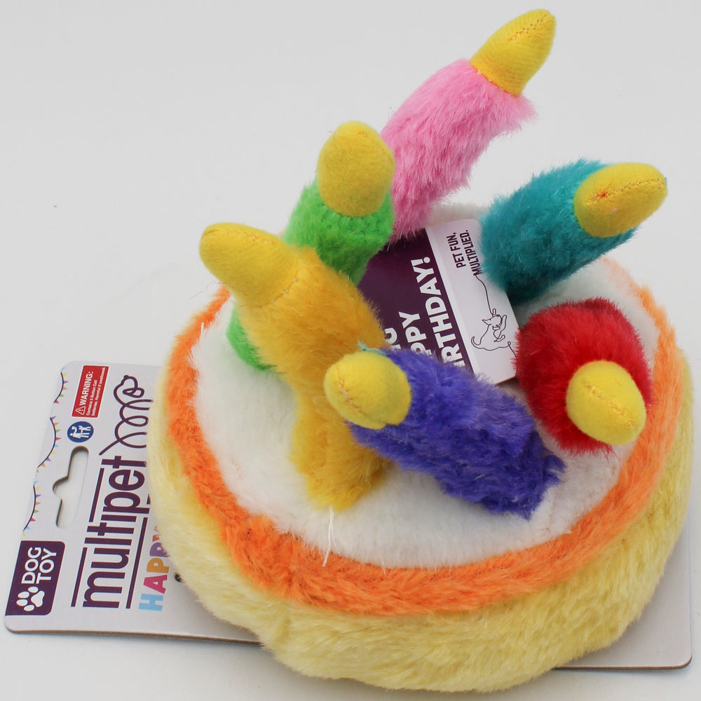 MULTIPET HAPPY BIRTHDAY CAKE 6 CANDLES  DOG TOY - 5.5"