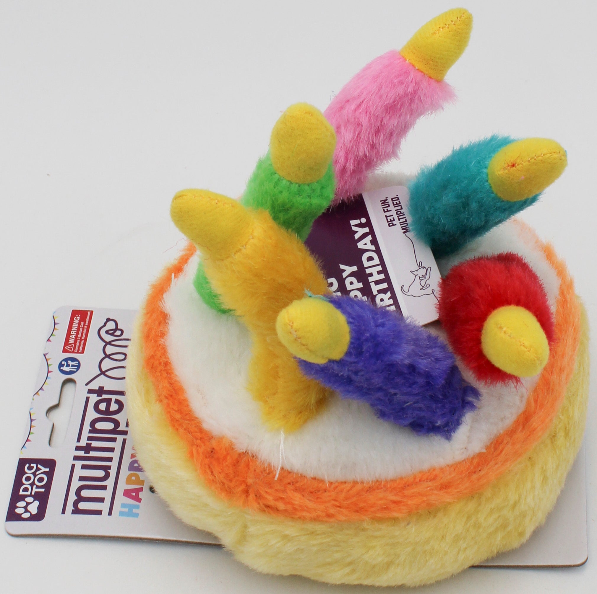 MULTIPET HAPPY BIRTHDAY CAKE 6 CANDLES  DOG TOY - 5.5"