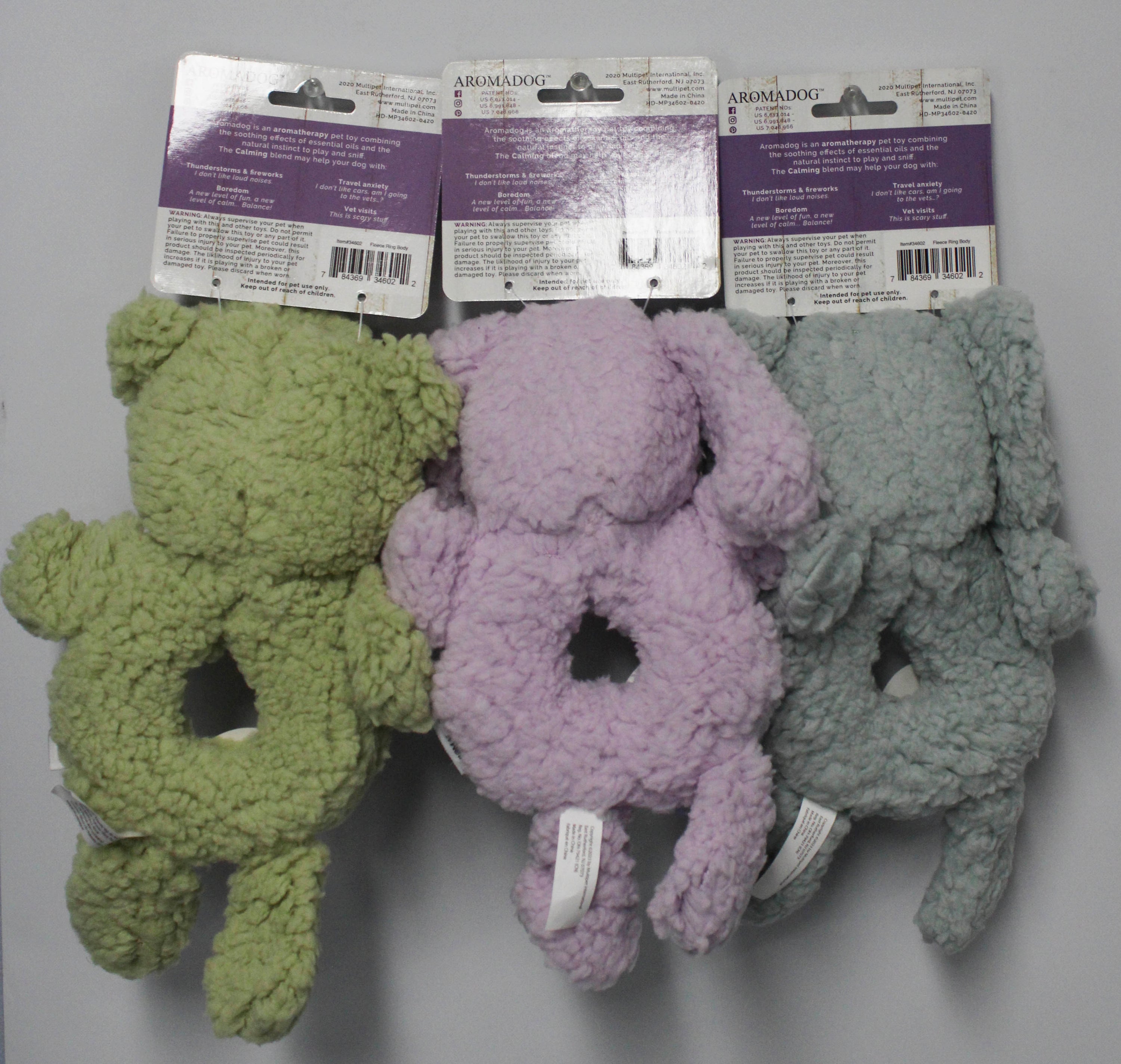MULTIPET AROMADOG CALM FLEECE RING DOG TOY 9"