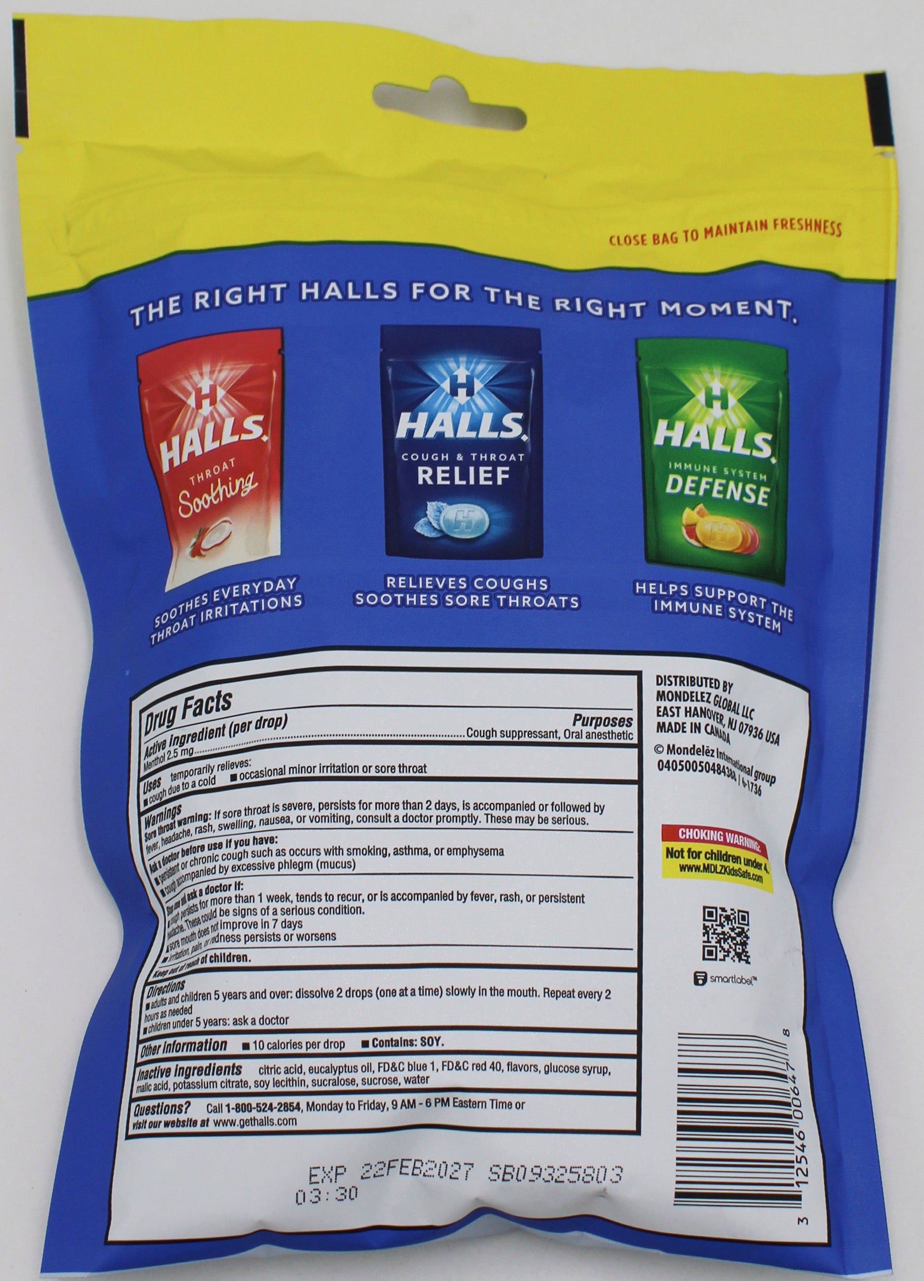 HALLS 80 PC BLUEBERRY BAG EXP 2/22/27