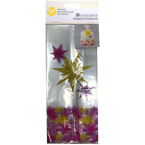 WILTON TREAT BAG 30CT-PINK/ORG STARS