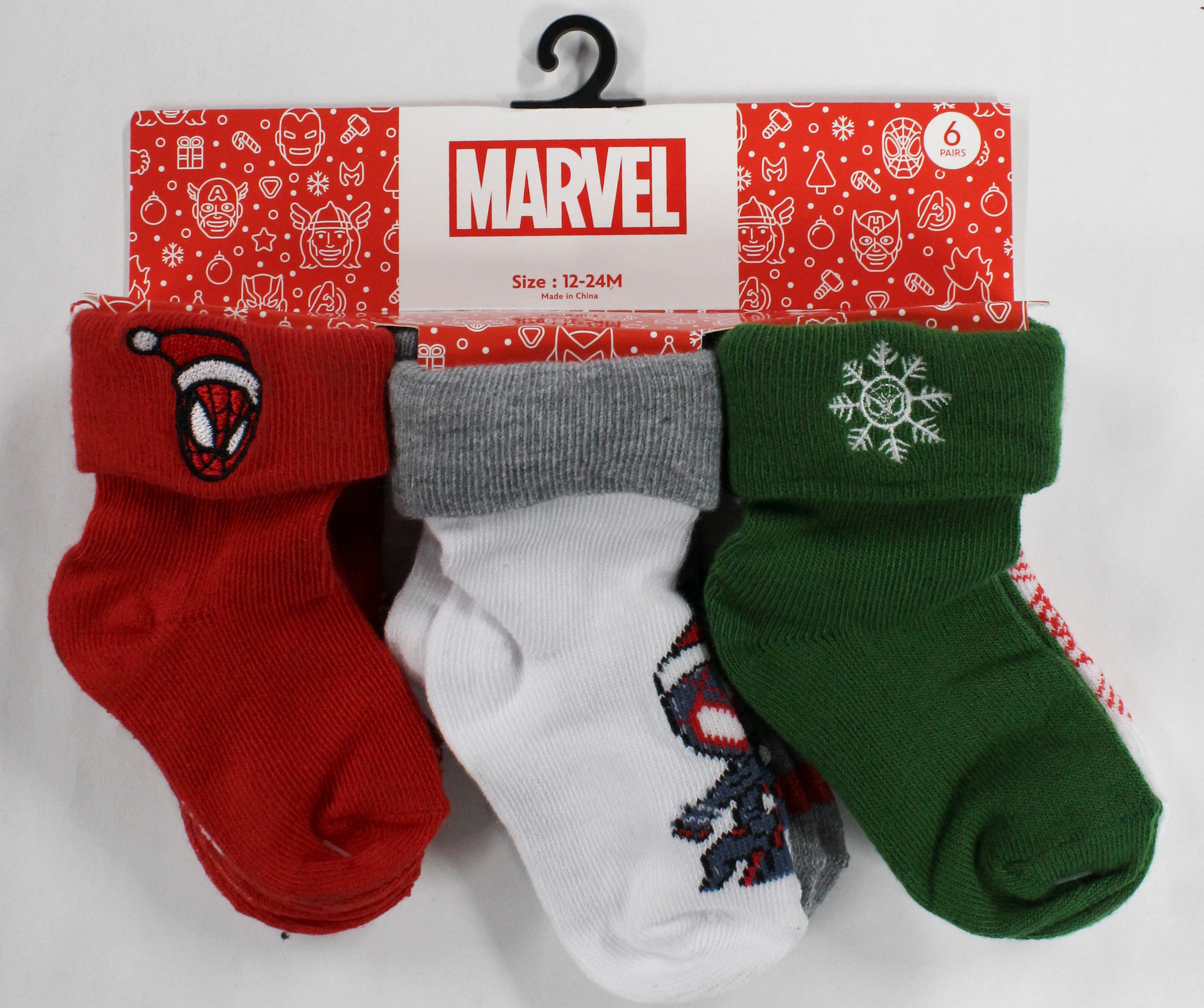 6pk 12-24m SPIDERMAN WEB CRAWLER TURN CUFF SOCKS